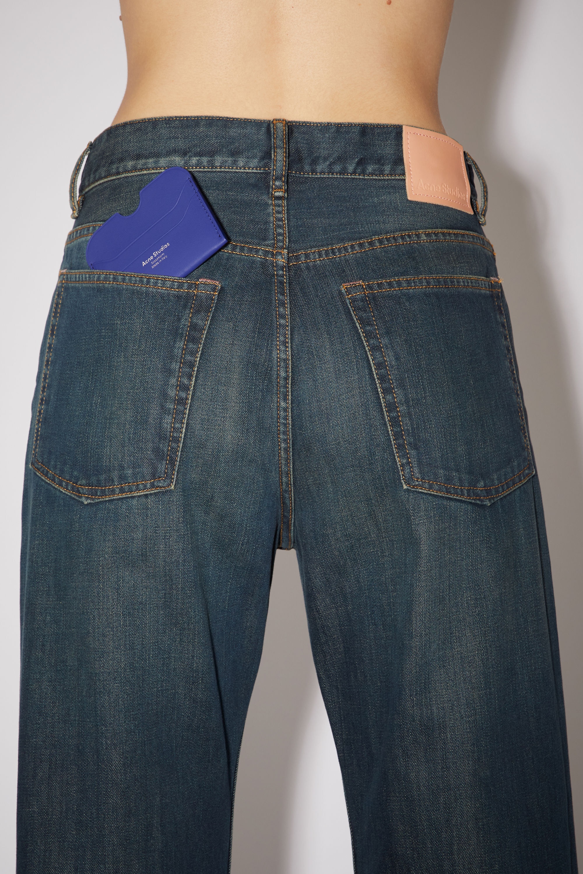 Leather card holder - Blue - 2