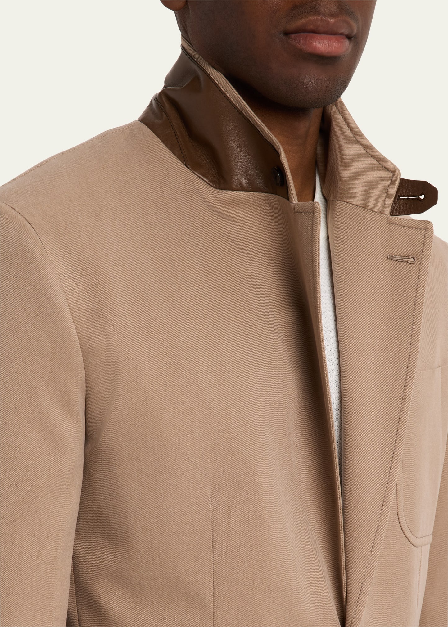 Men's Silk Leather-Trim Travel Jacket - 6