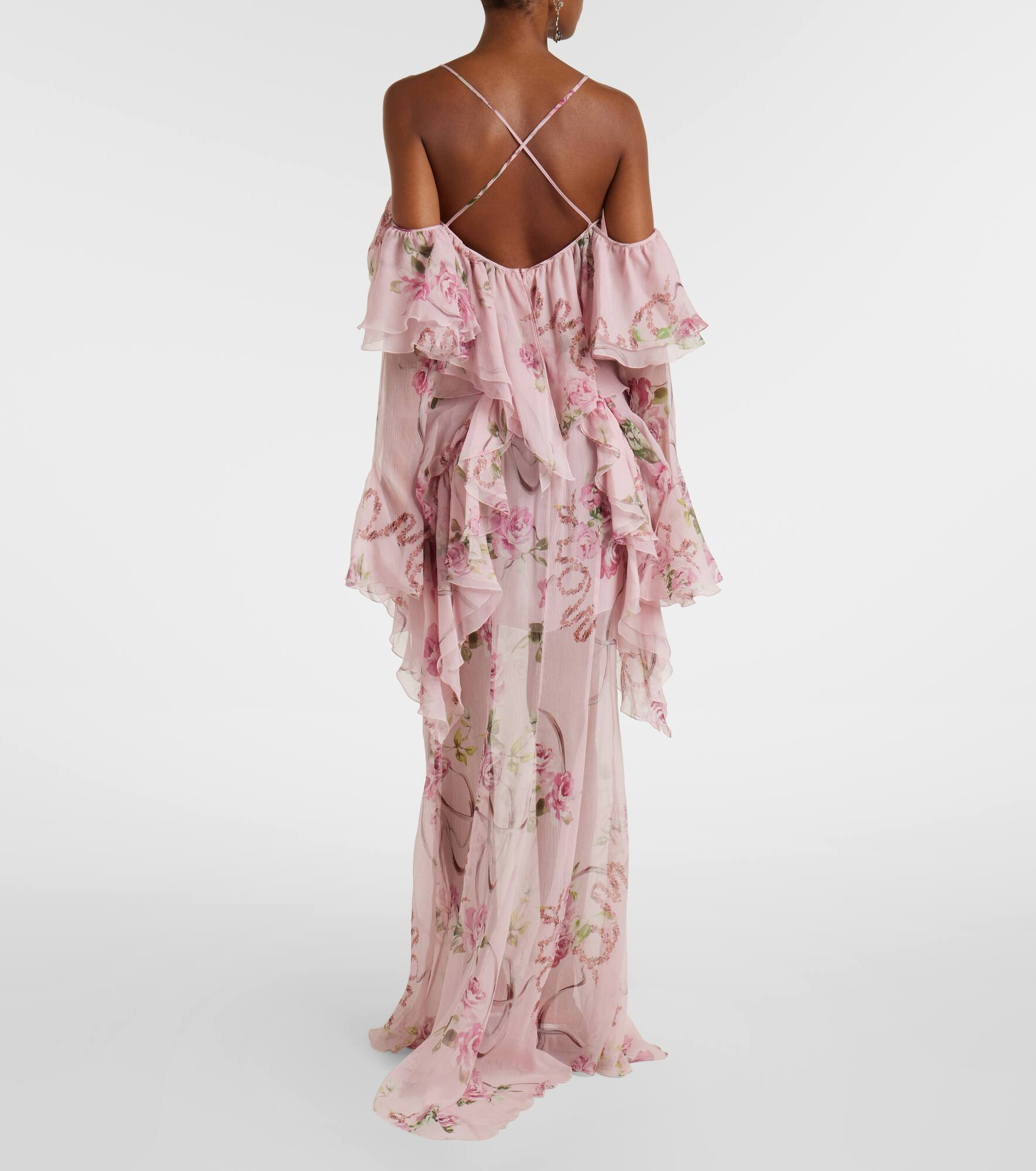 Ruffle-trimmed floral silk top - 3