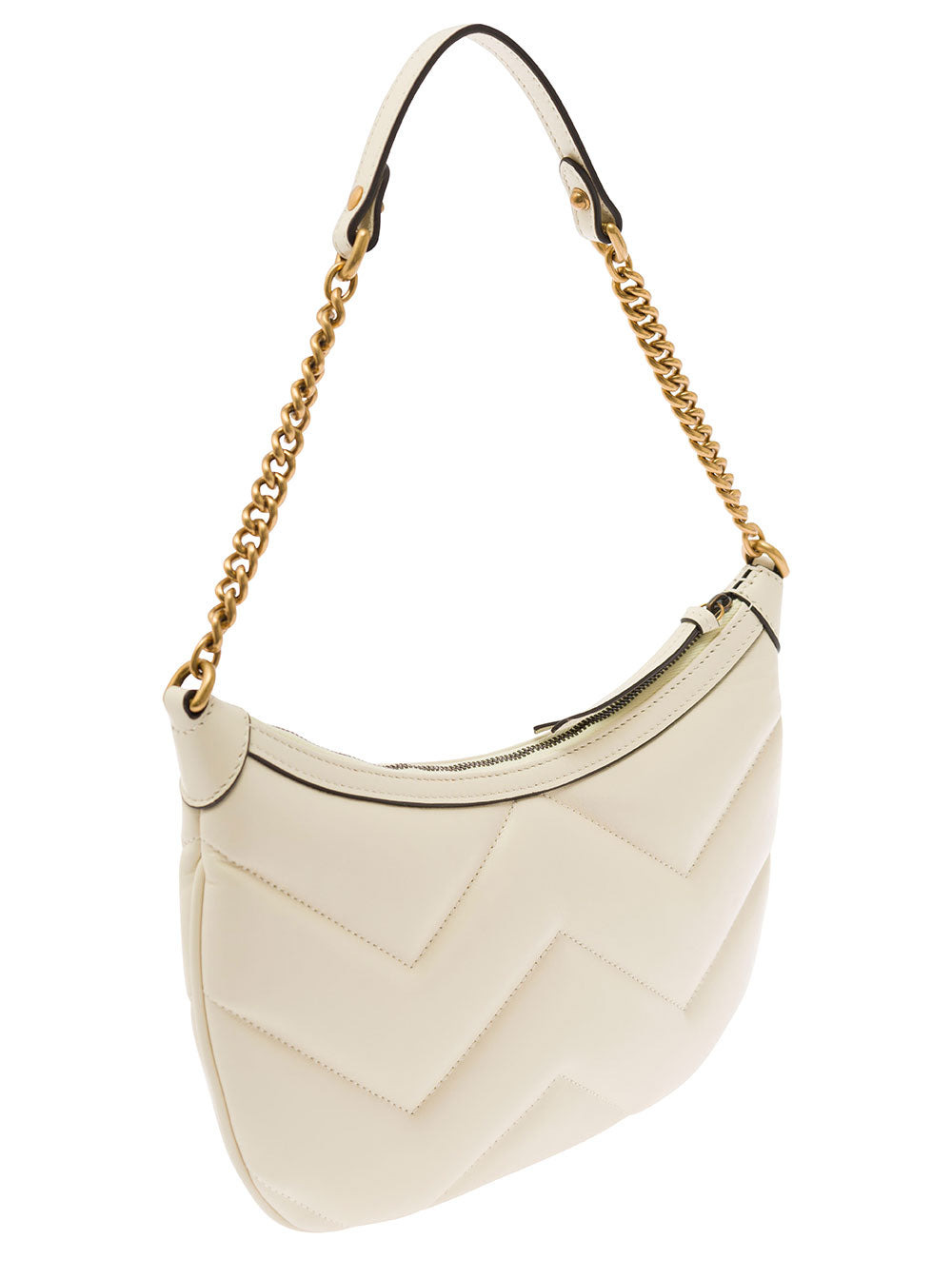 Gucci Women 'Small Gg Marmont' White Shoulder Bag In Matelassé Leather With Chevron Motif Woman - 3