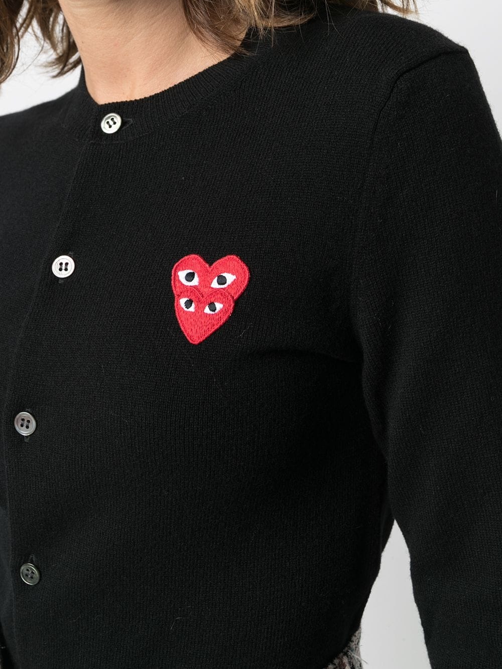 overlapping heart wool cardigan - 5