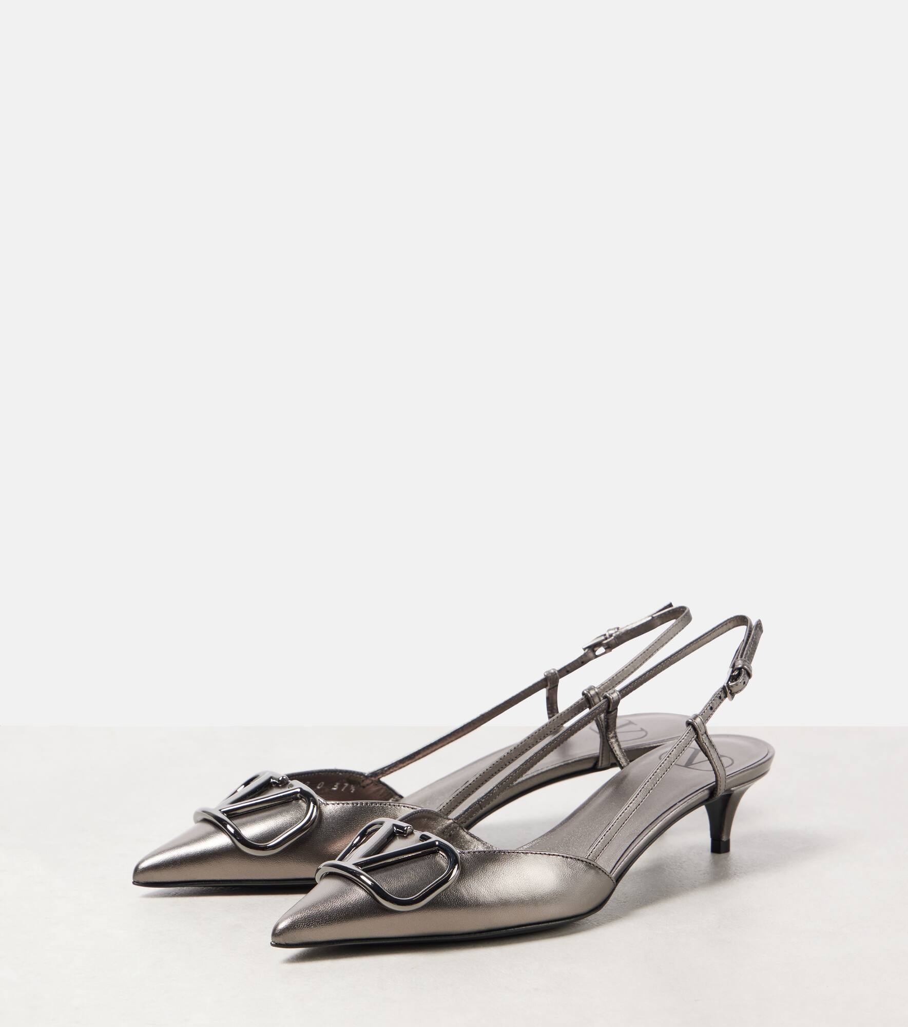 VLogo Signature leather slingback pumps - 4