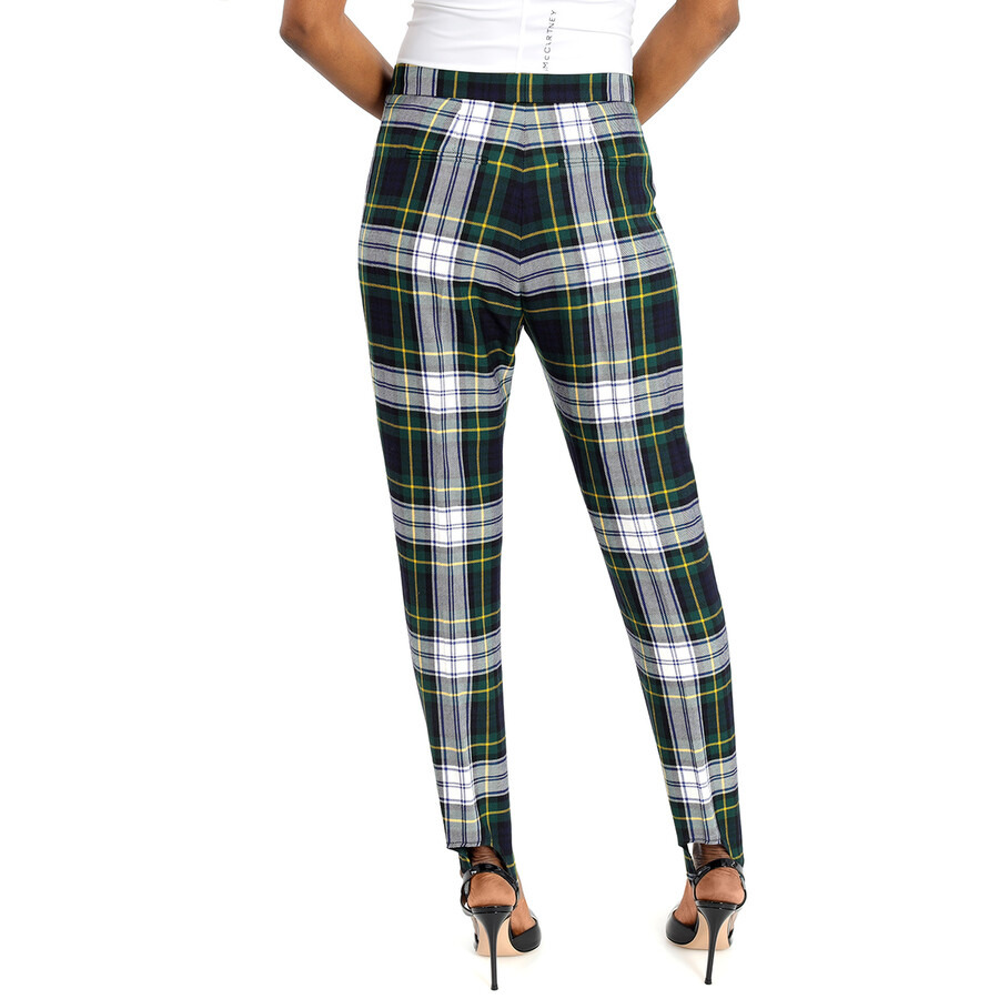 Burberry Tartan Wool High-waisted Stirrup Trousers In Ink Blue - 3
