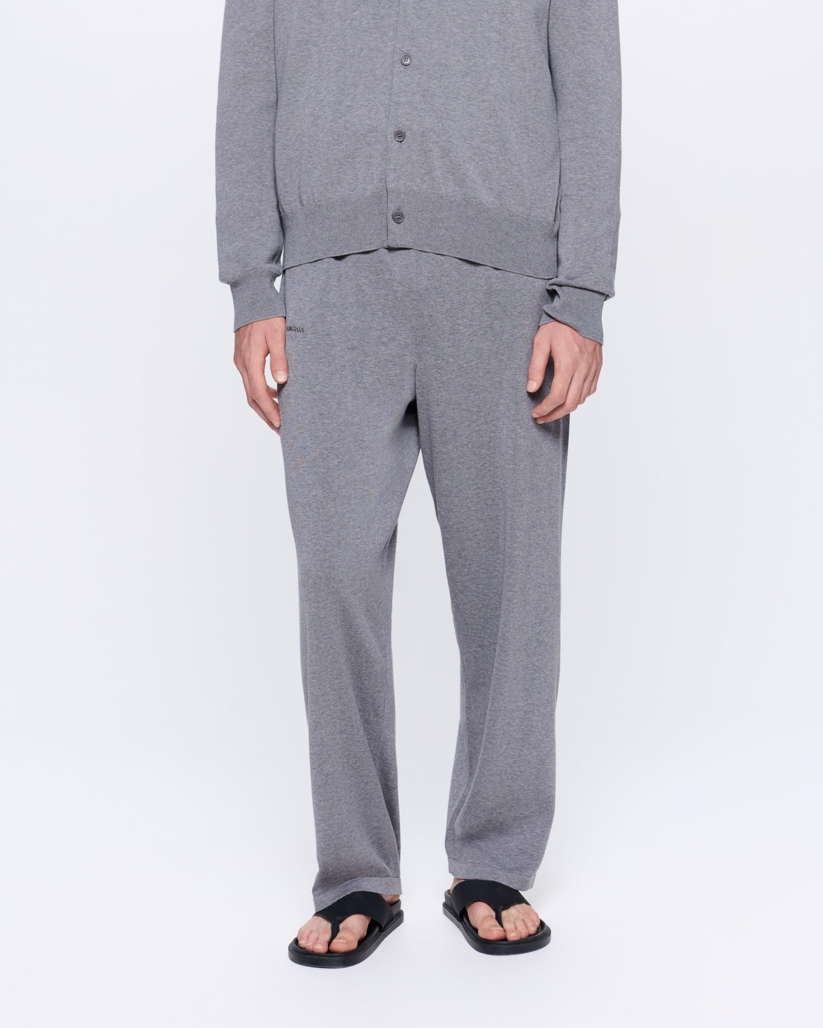 Mens DNA Knitted Straight Leg Track Pants - Grey Marl - 3
