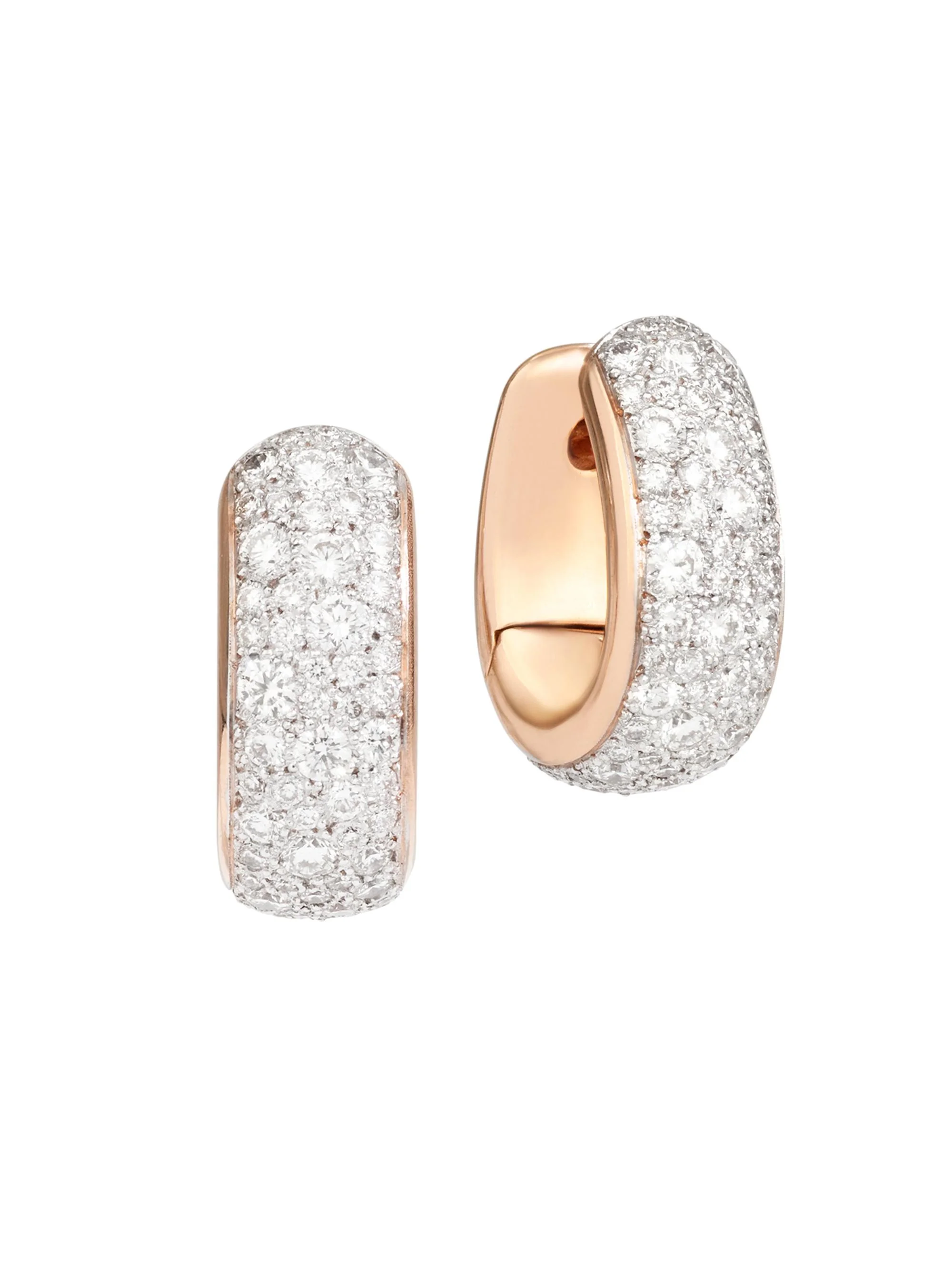 Women's Iconica 18K Rose Gold & Diamond Huggie Hoop Earrings - White Diamond - 1