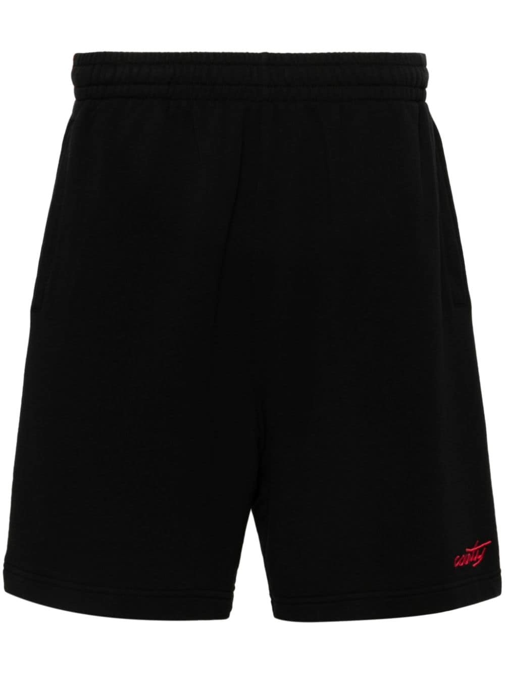 logo-embroidered cotton track shorts - 1