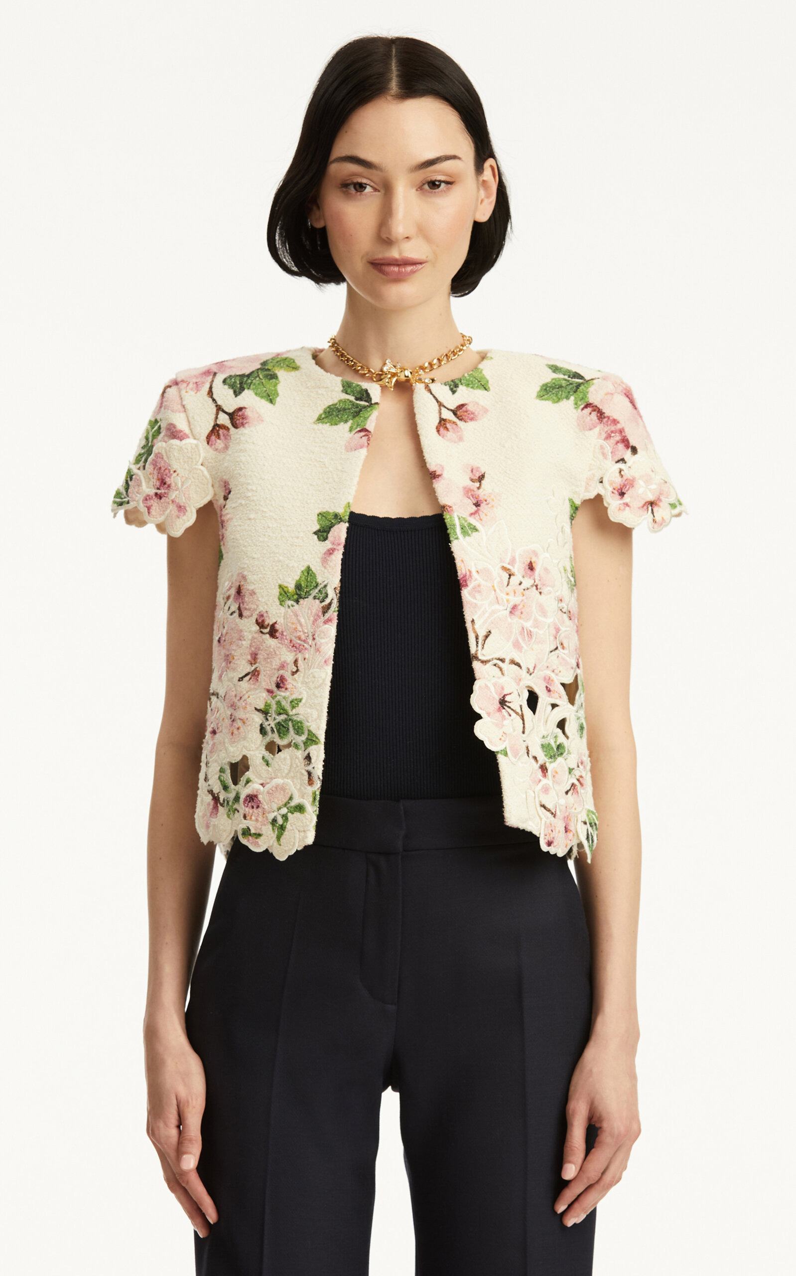 Embroidered Tweed Jacket ivory - 4