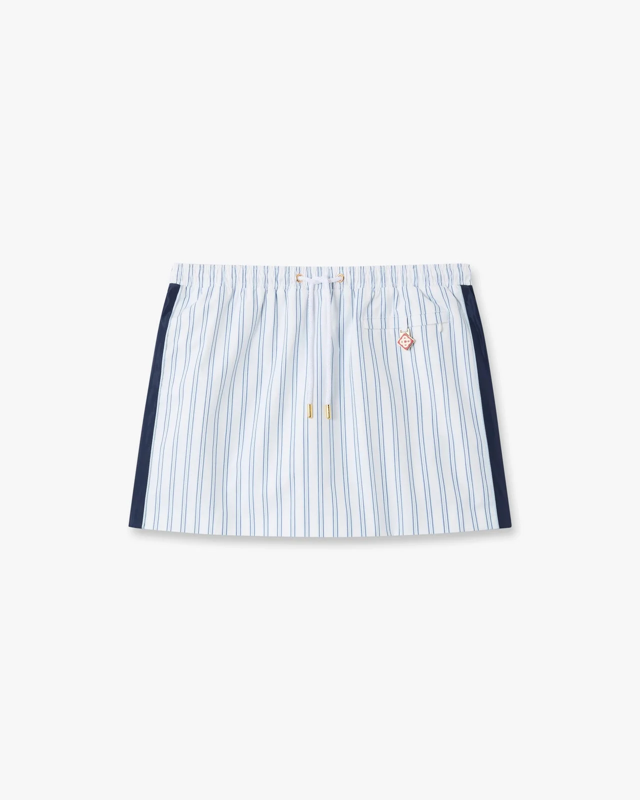 White & Navy Pinstripe Mini Skirt - 1