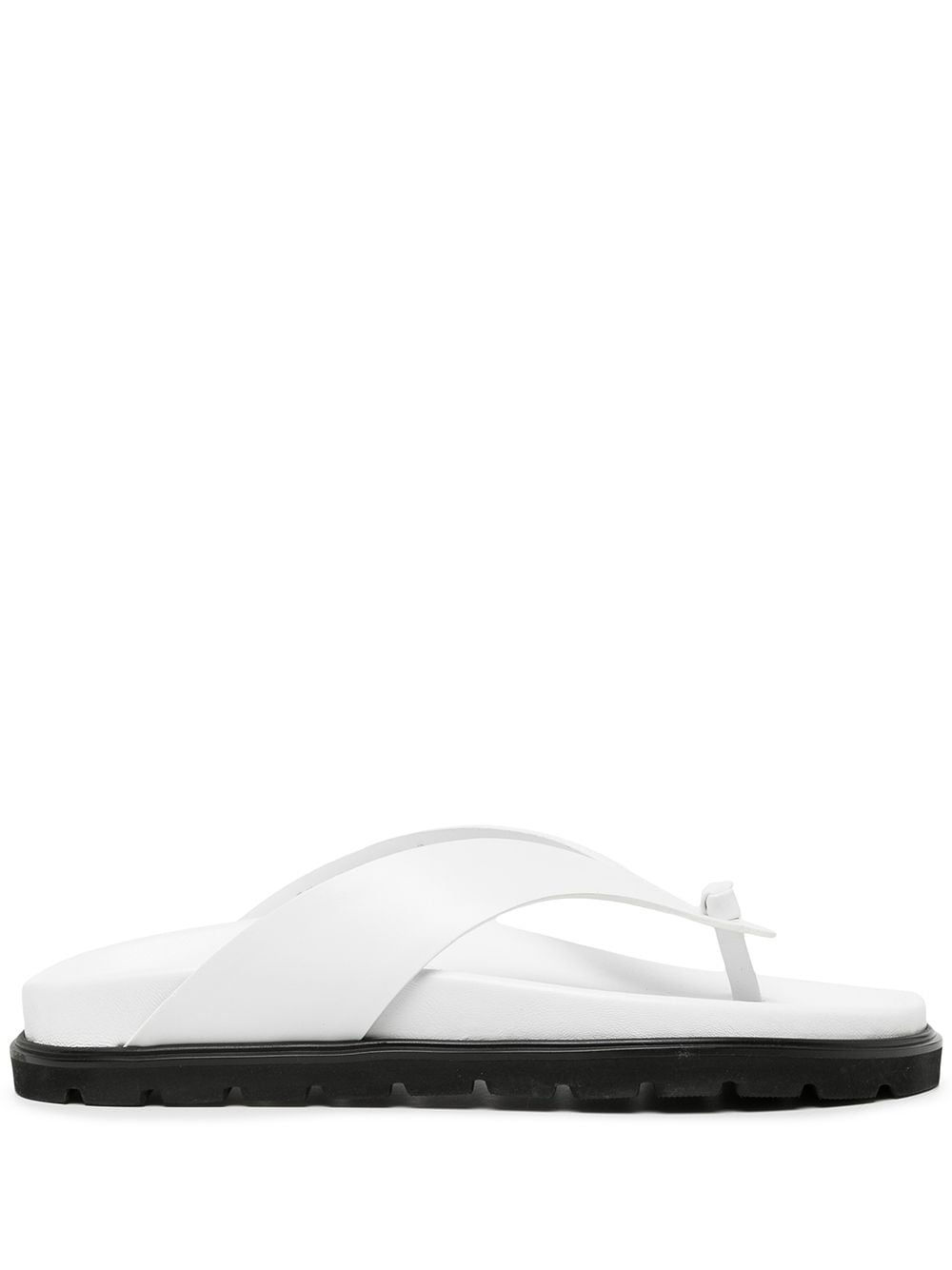 two-tone leather flip flops - 1