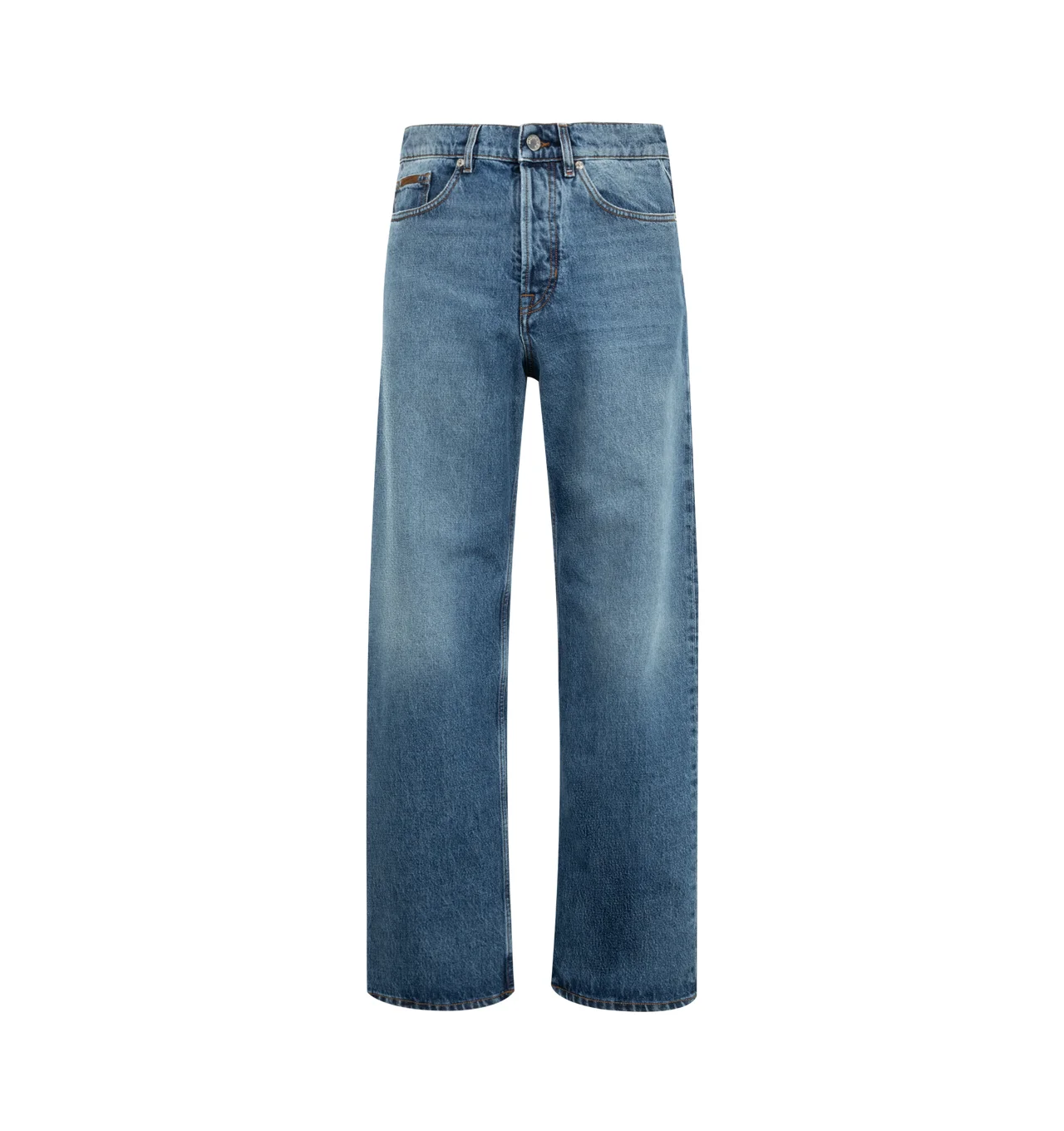 Straight Leg Denim Jeans - 1