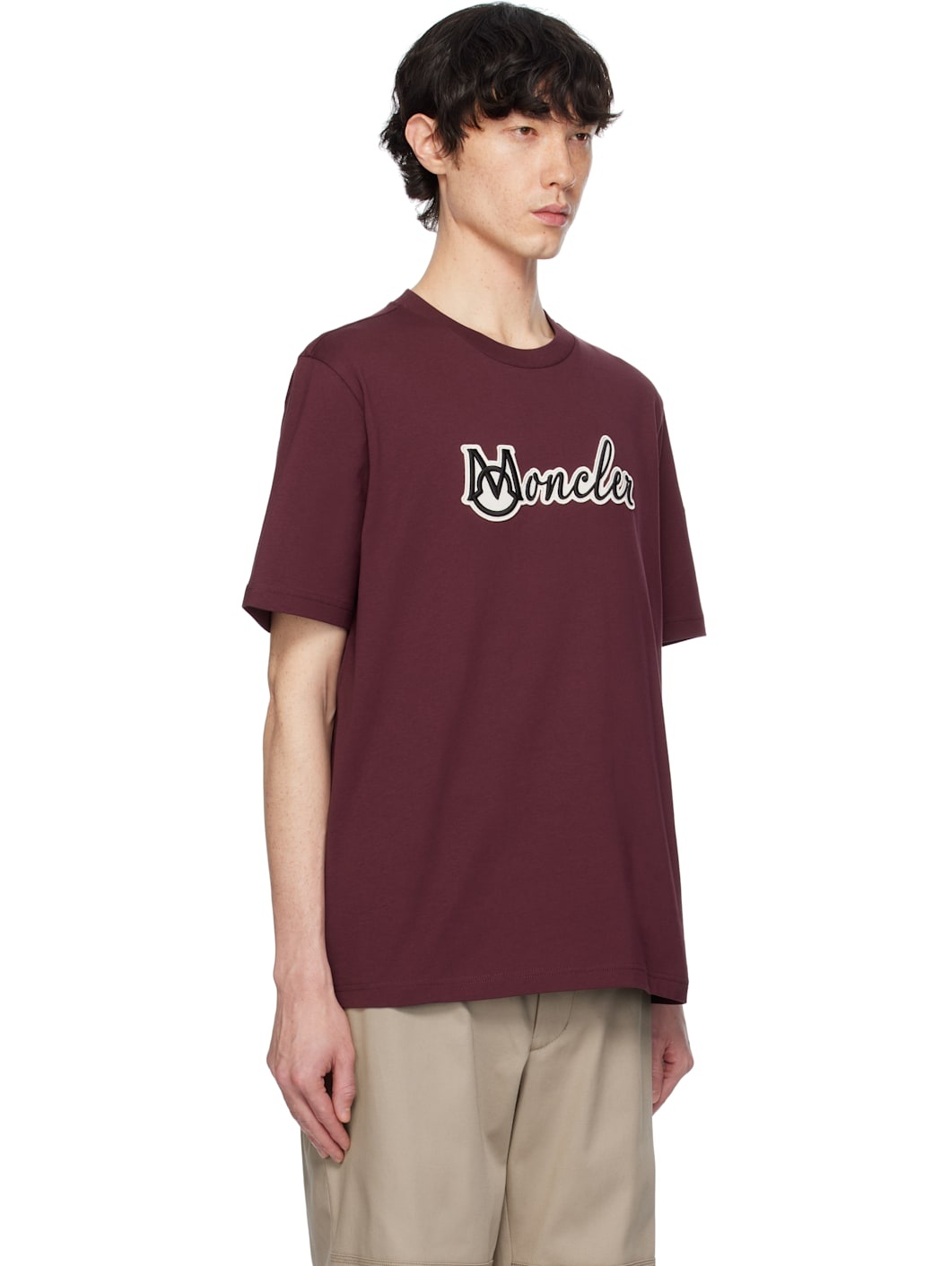 Burgundy Embroidered Varsity Logo Cotton T-shirt - 2
