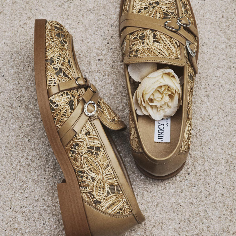 Kalia Loafer Natural Flower Woven Raffia and Calf Leather Loafers 6