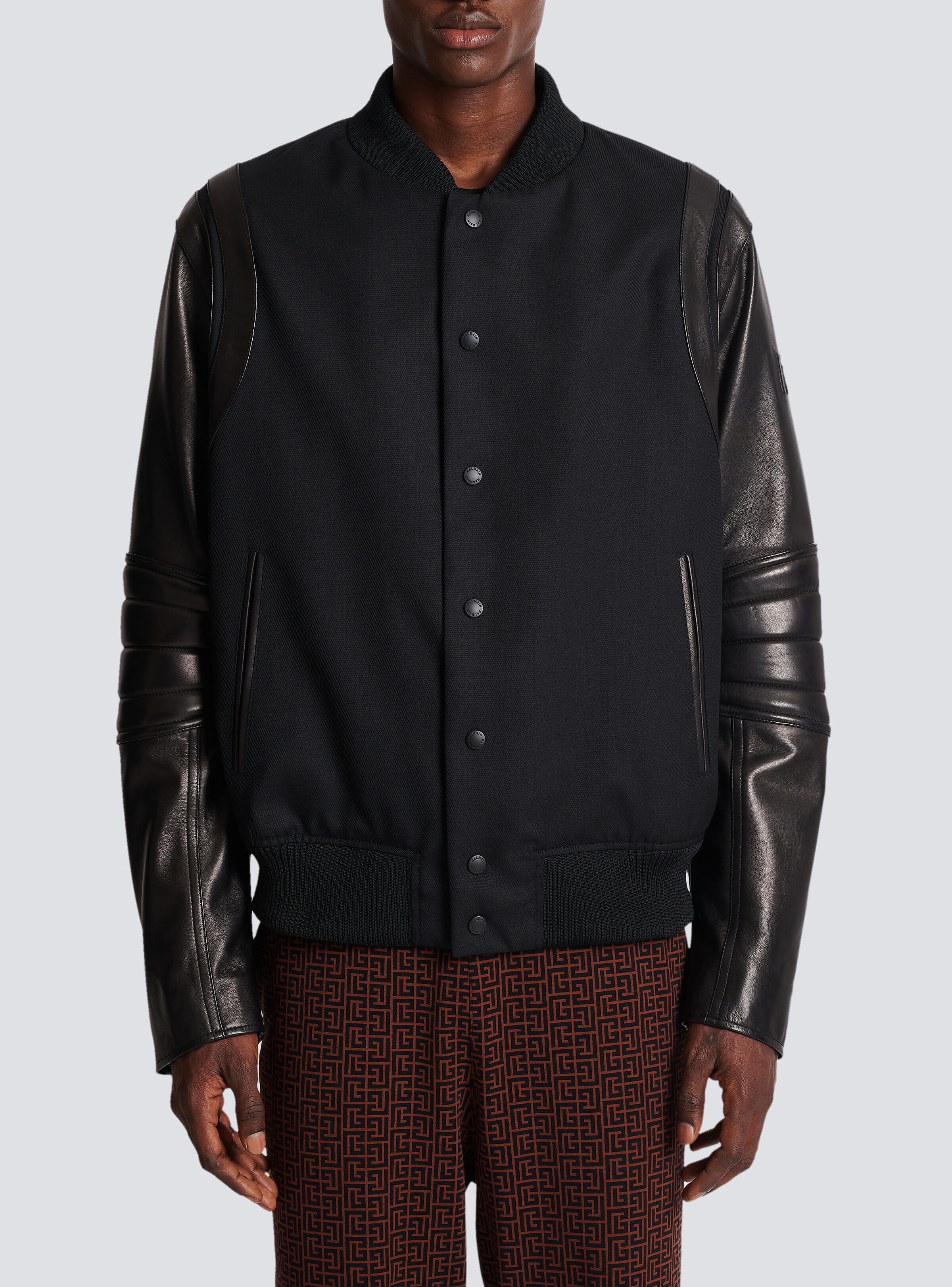 Wool and leather varsity jacket - 5