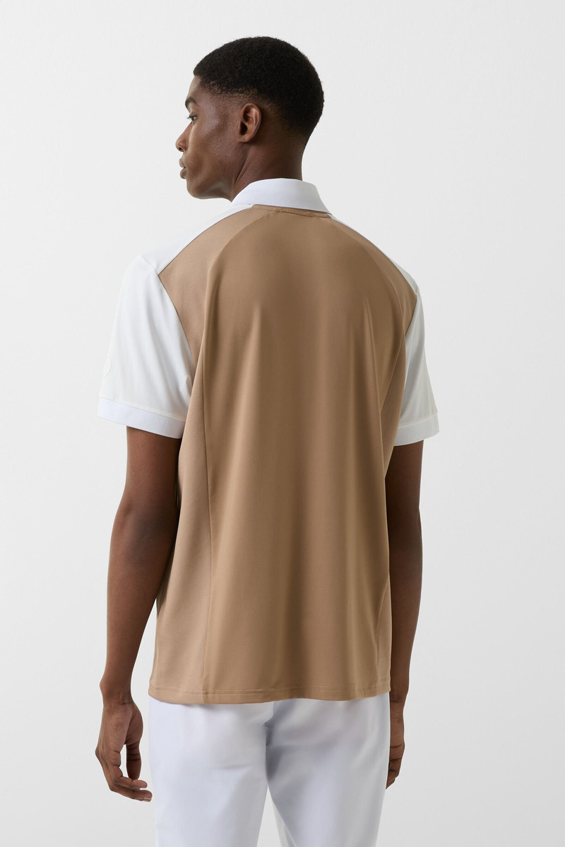 Kjell functional short-sleeved top in Caramel/white 3