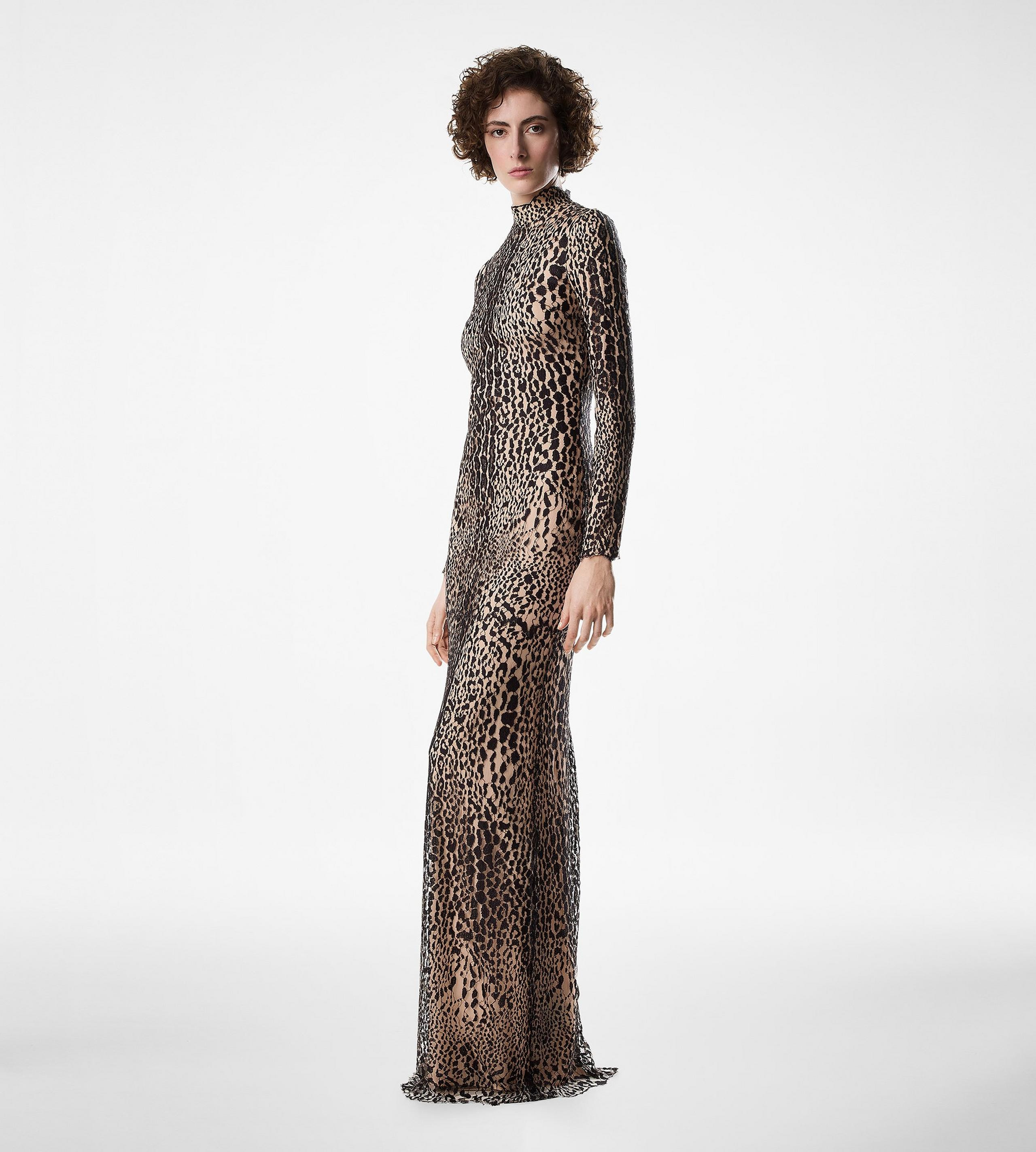 LONG SLEEVE MOCK NECK EVENING DRESS - 3