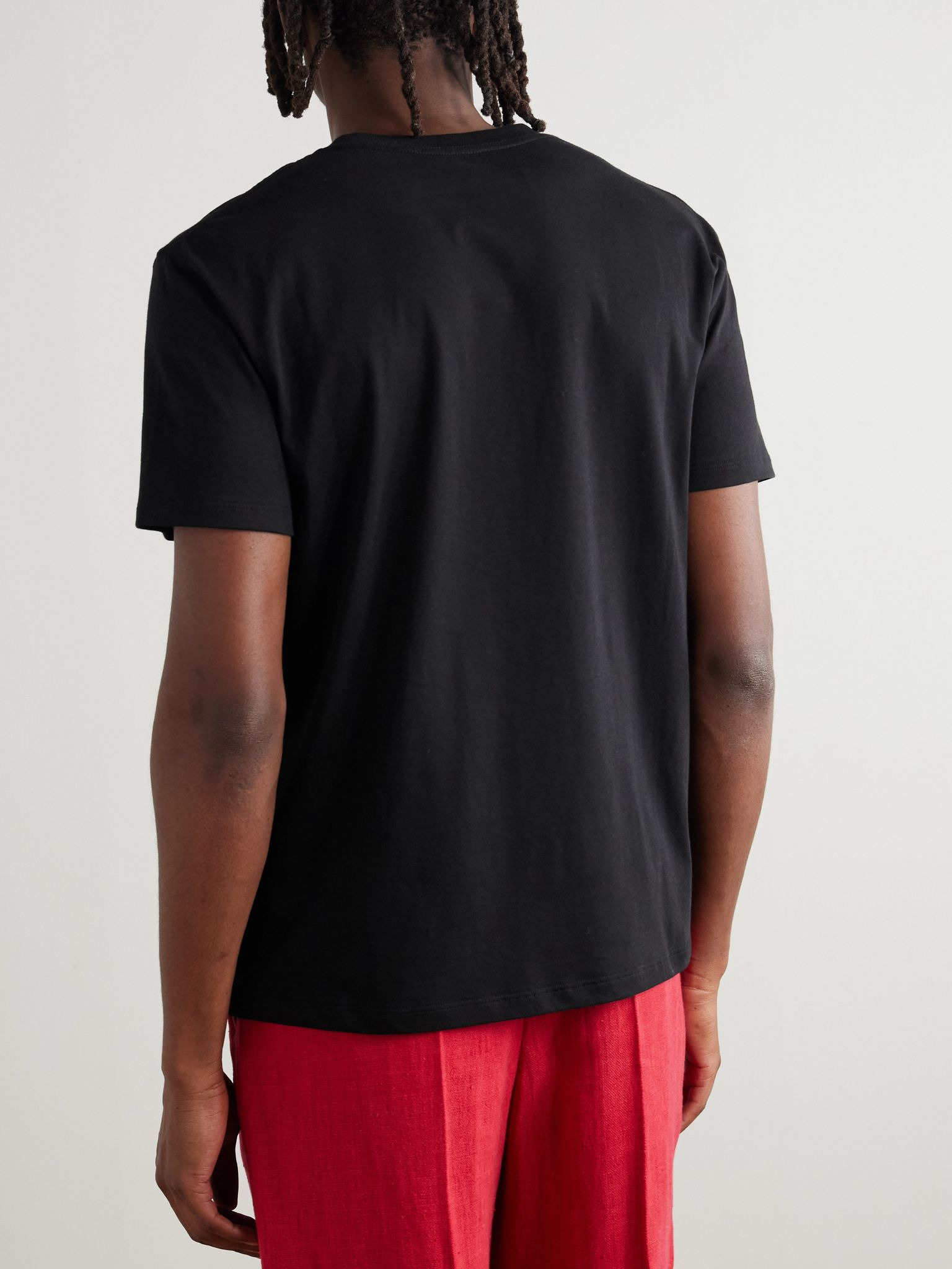 Logo-Appliquéd Cotton-Jersey T-Shirt Black - 4