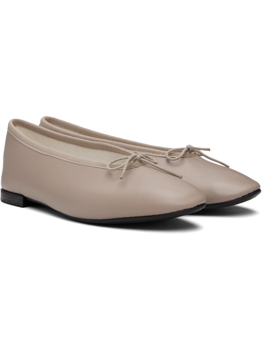 Taupe Lilou Almond Toe Ballerina Flats - 4
