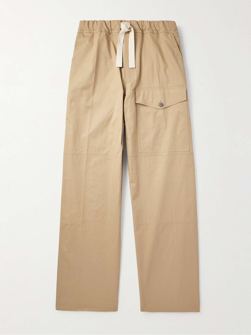 Wide-Leg Cotton-Twill Drawstring Cargo Trousers - 1