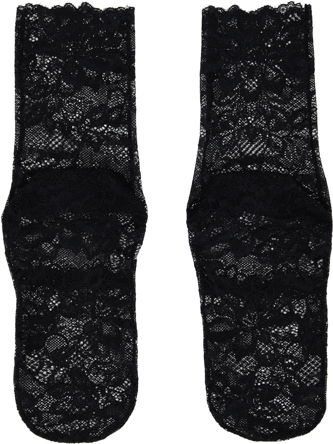 Black Floral Lace Socks - 2