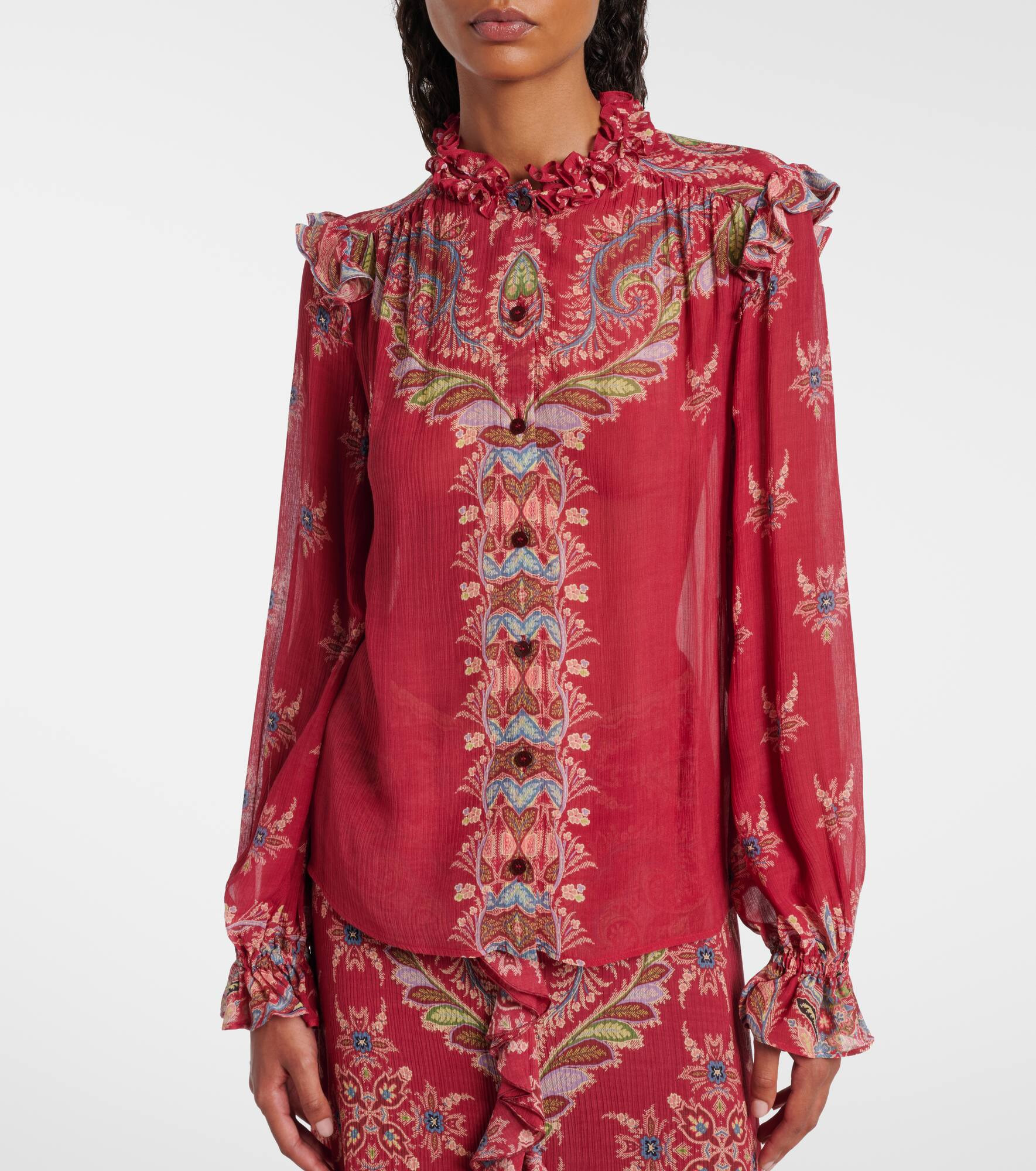Printed crepon blouse - 7