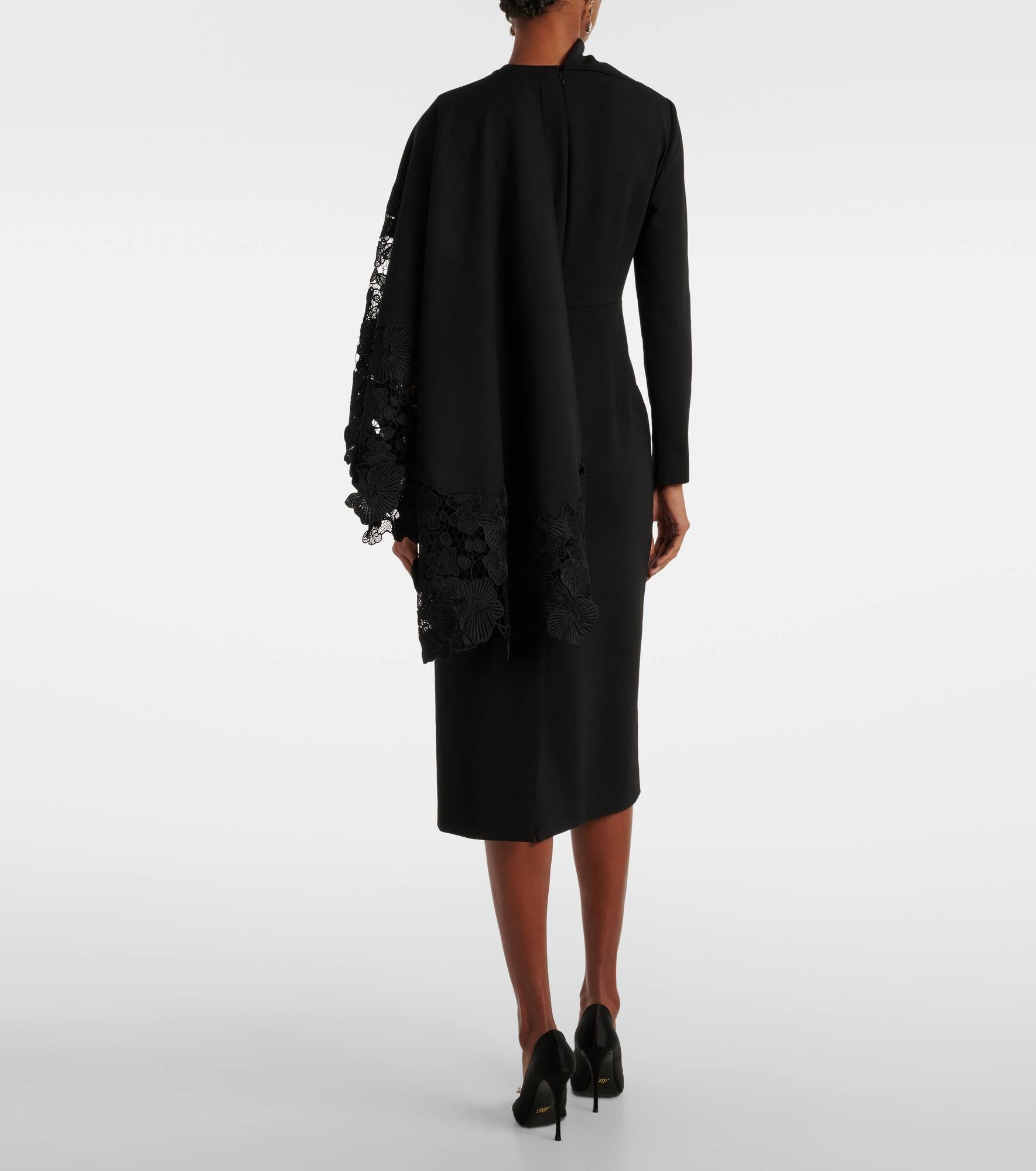 Floral guipure wool midi dress - 3