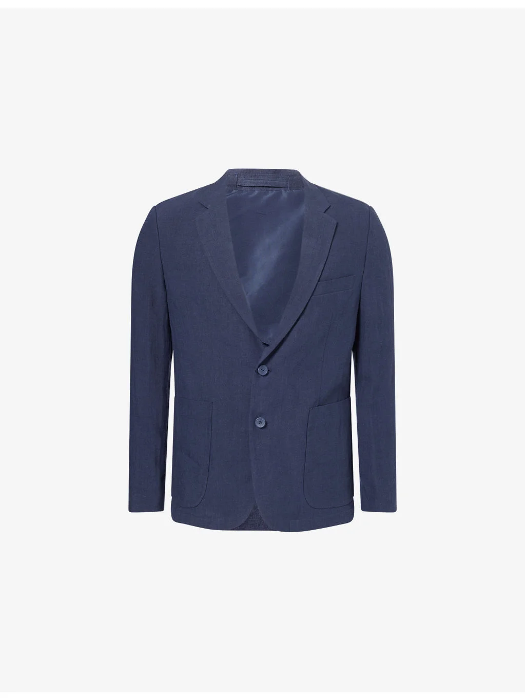 Single-Breasted Notch-Lapel Linen Blazer - 1