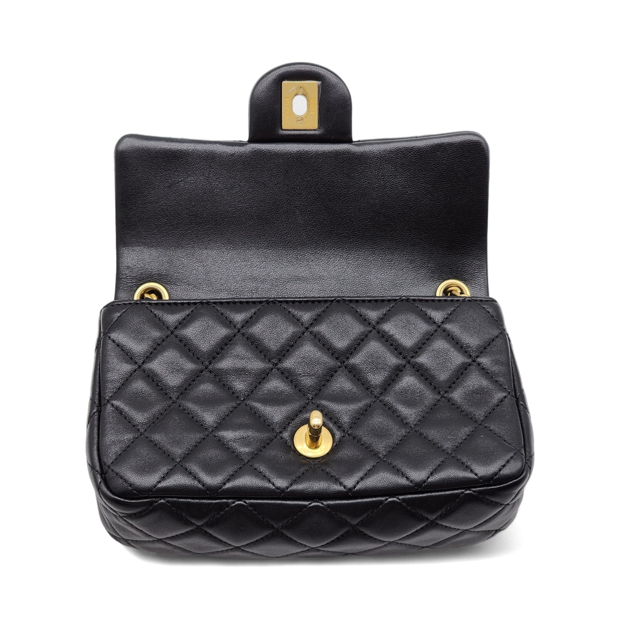 Chanel Quilted Lambskin Leather Pearl Crush Mini Flap Bag in Black - 7