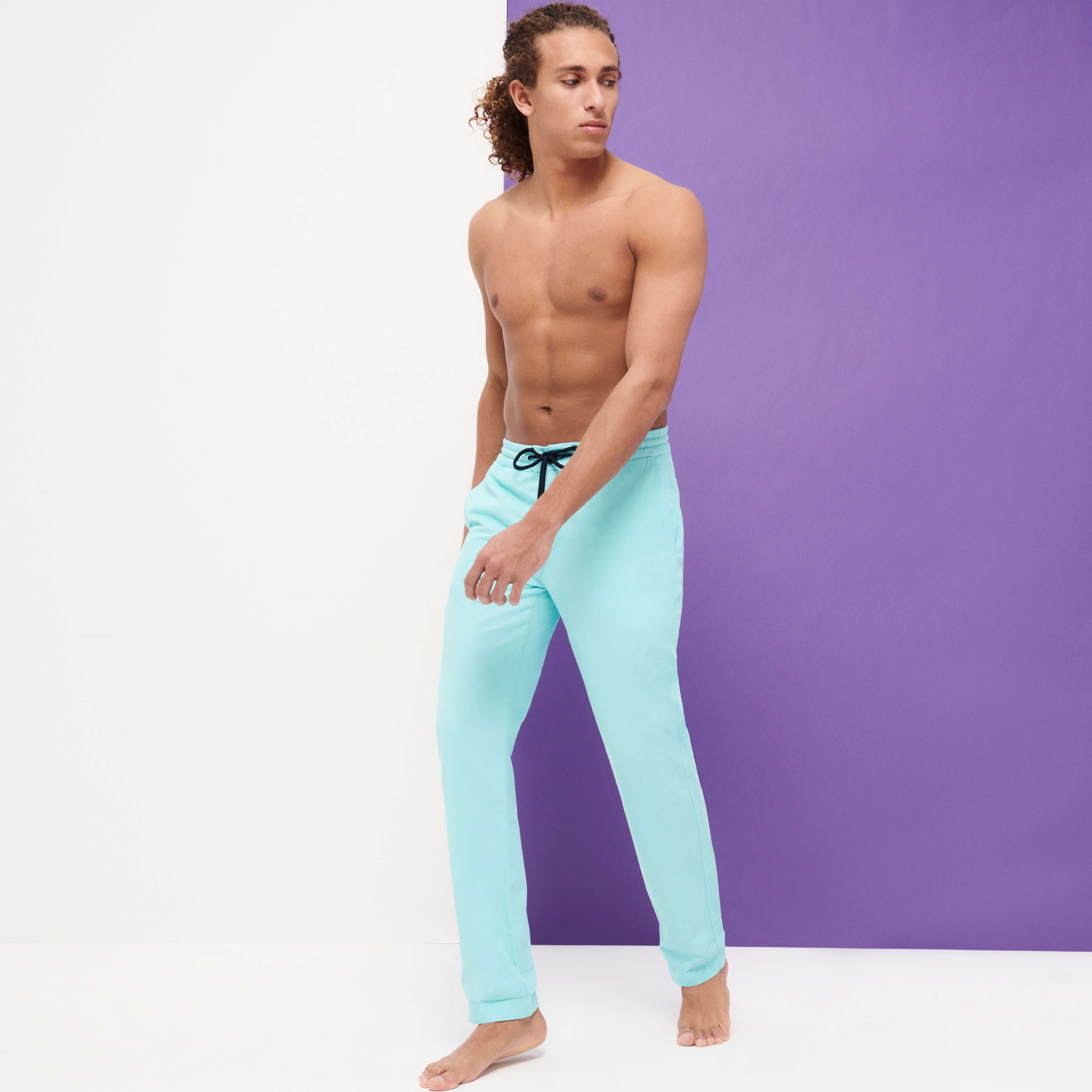 Men Cotton Linen Stretch Comfort Pants Solid - 7