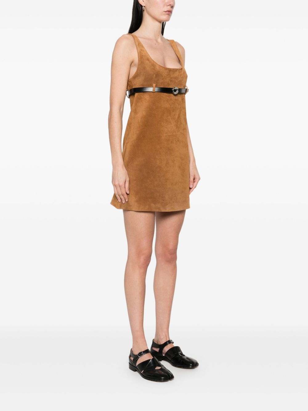 belted suede mini dress - 3