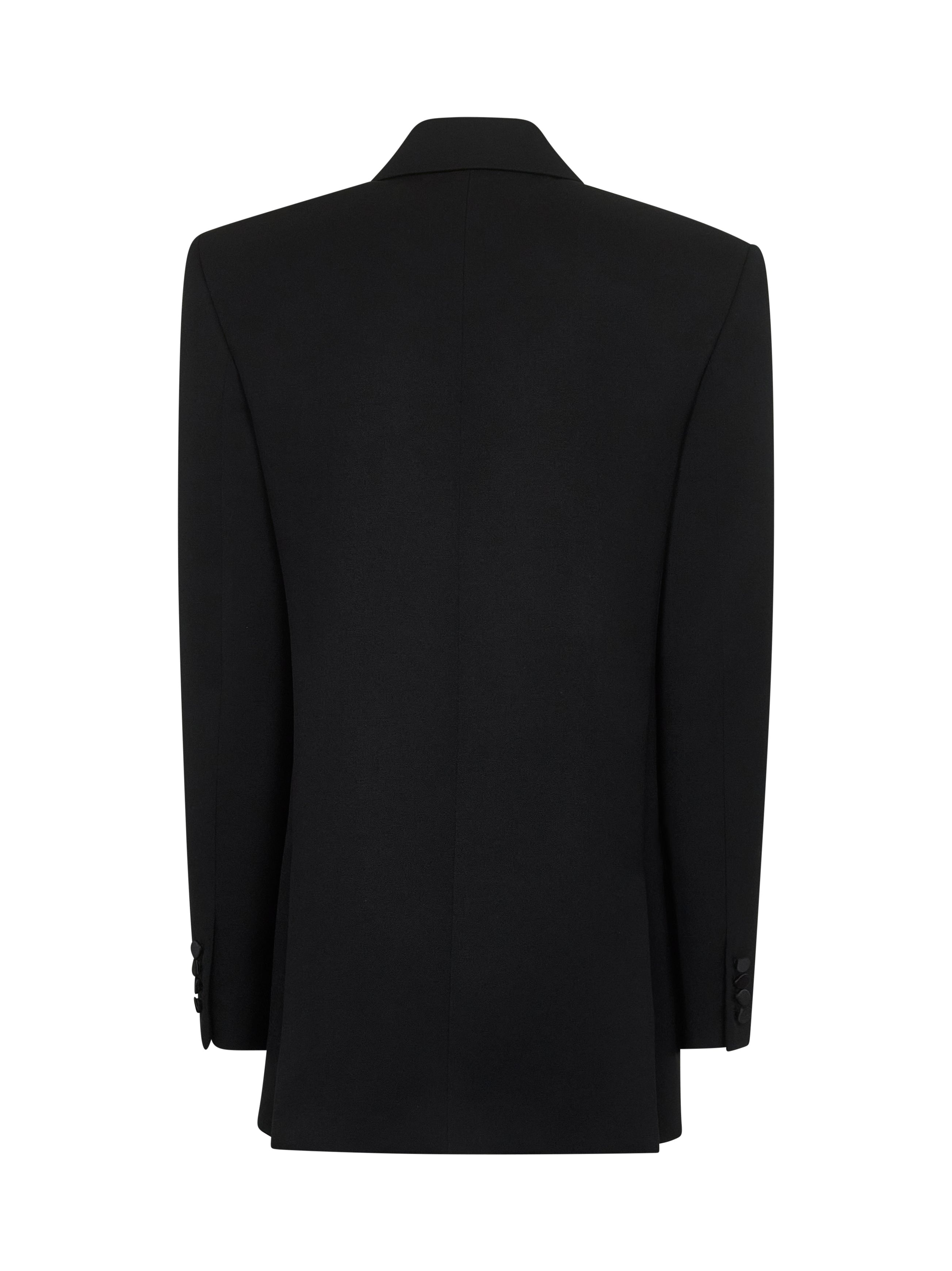 Saint Laurent Women Black Grain De Poudre Wool Tuxedo Jacket - 2