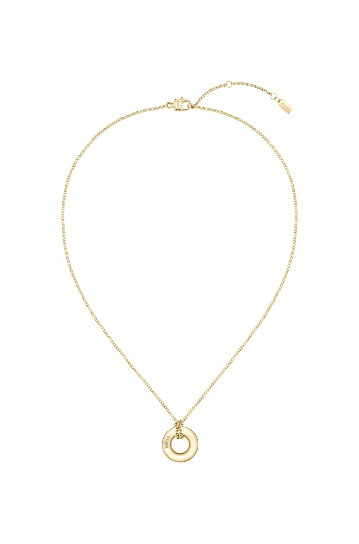 GOLD-TONE NECKLACE WITH LOGO HOOP - 1