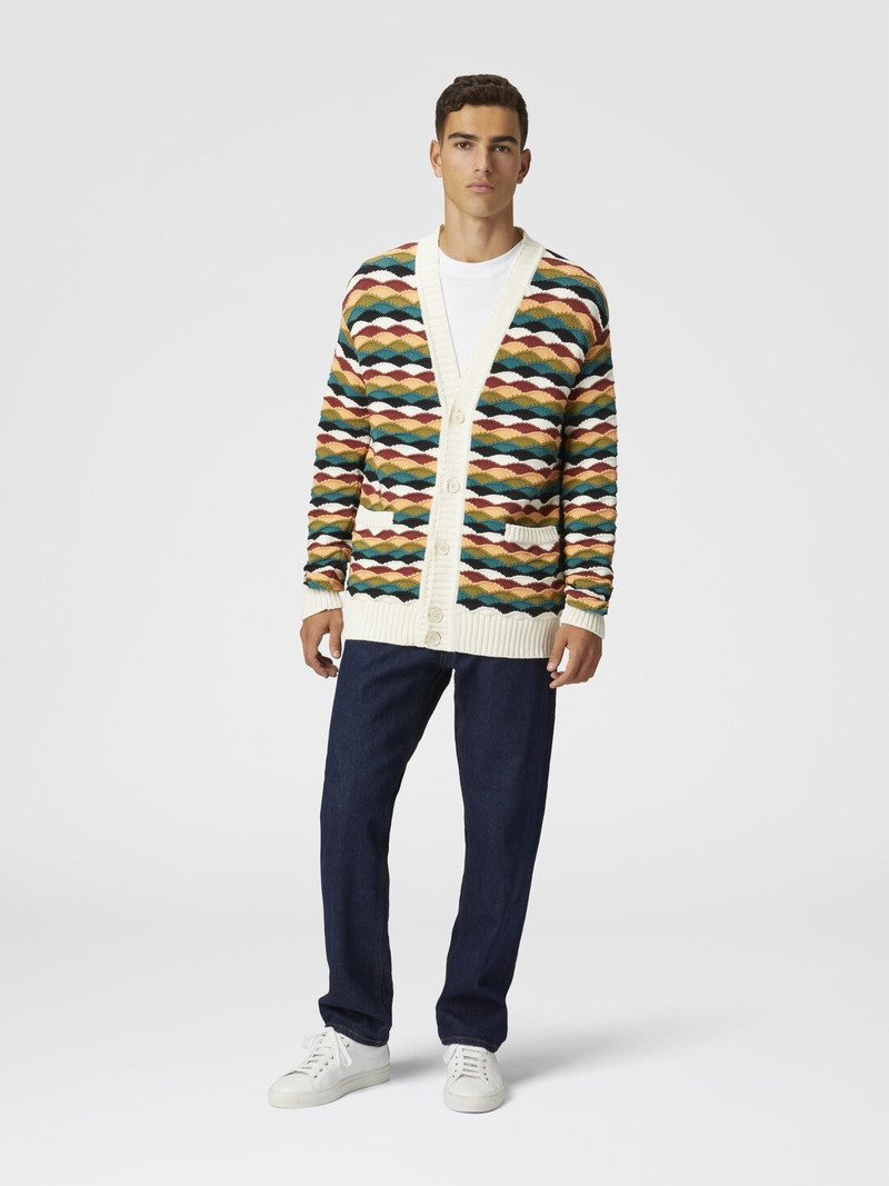 Missoni Cotton-blend cardigan with wave pattern and contrasting piping outlook