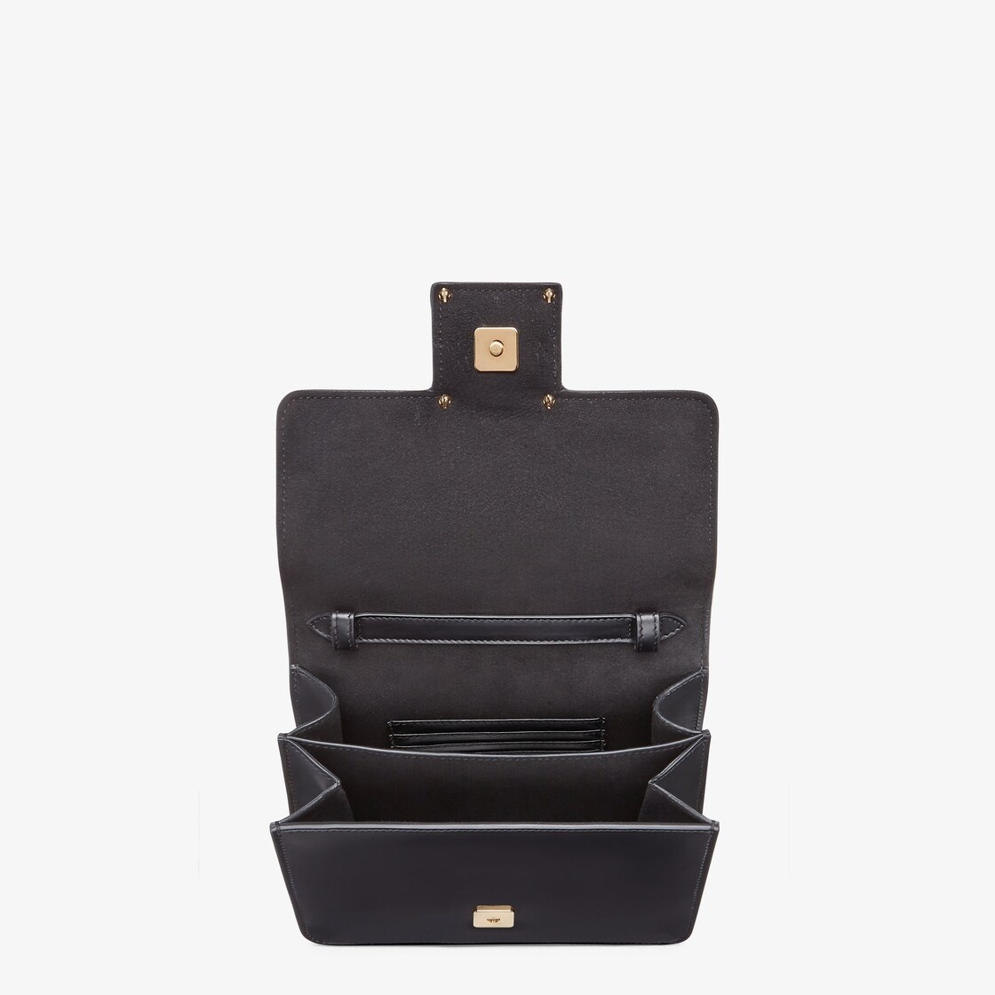 FENDI FAB bag made of black leather, with front flap decorated with metal FF detail with baguette-cu - 4