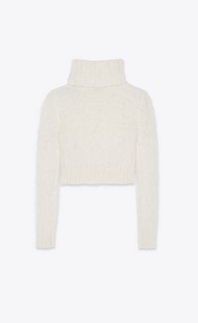 SAINT LAURENT cropped turtleneck sweater in mohair outlook