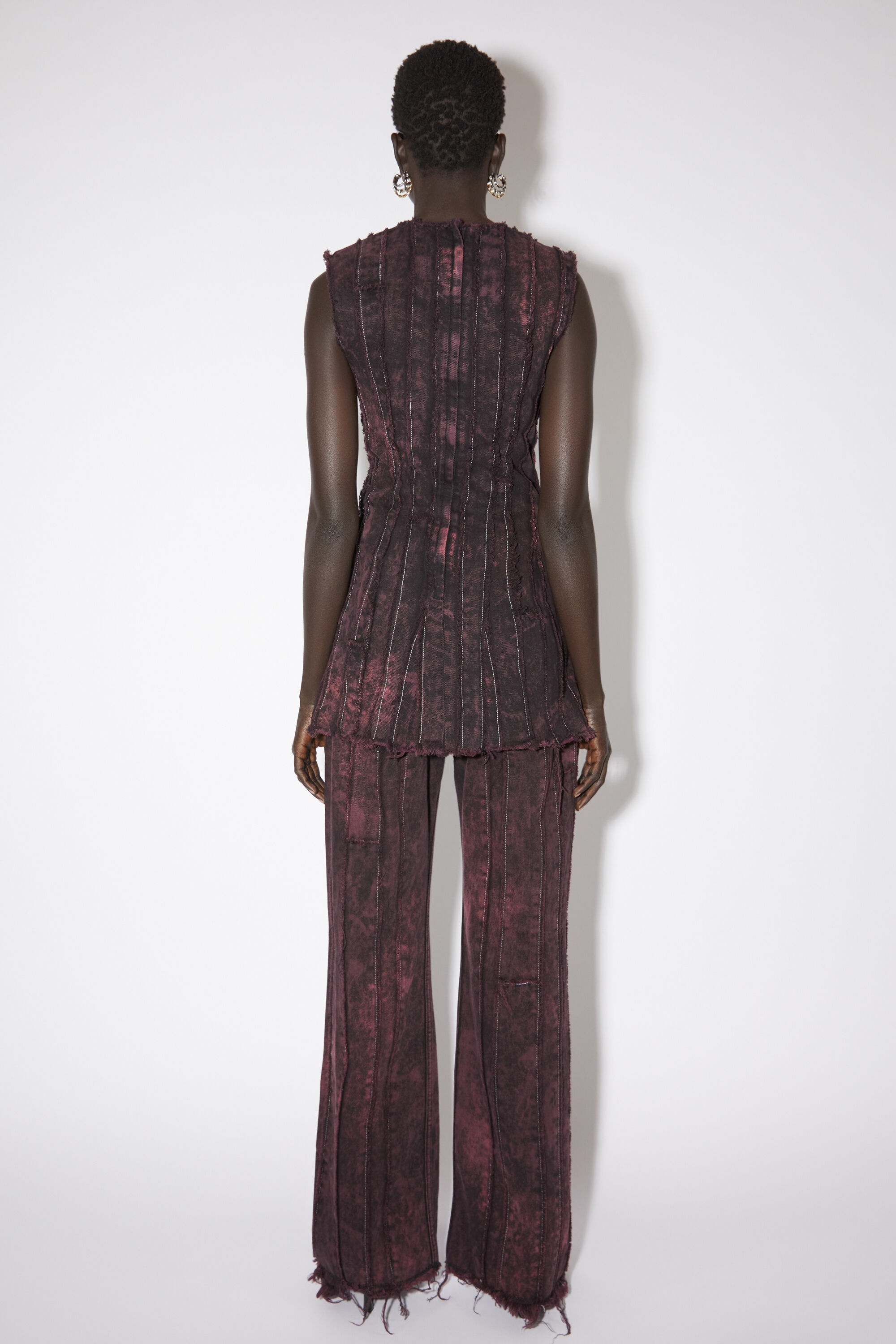 Denim dress - Black/wine red - 3