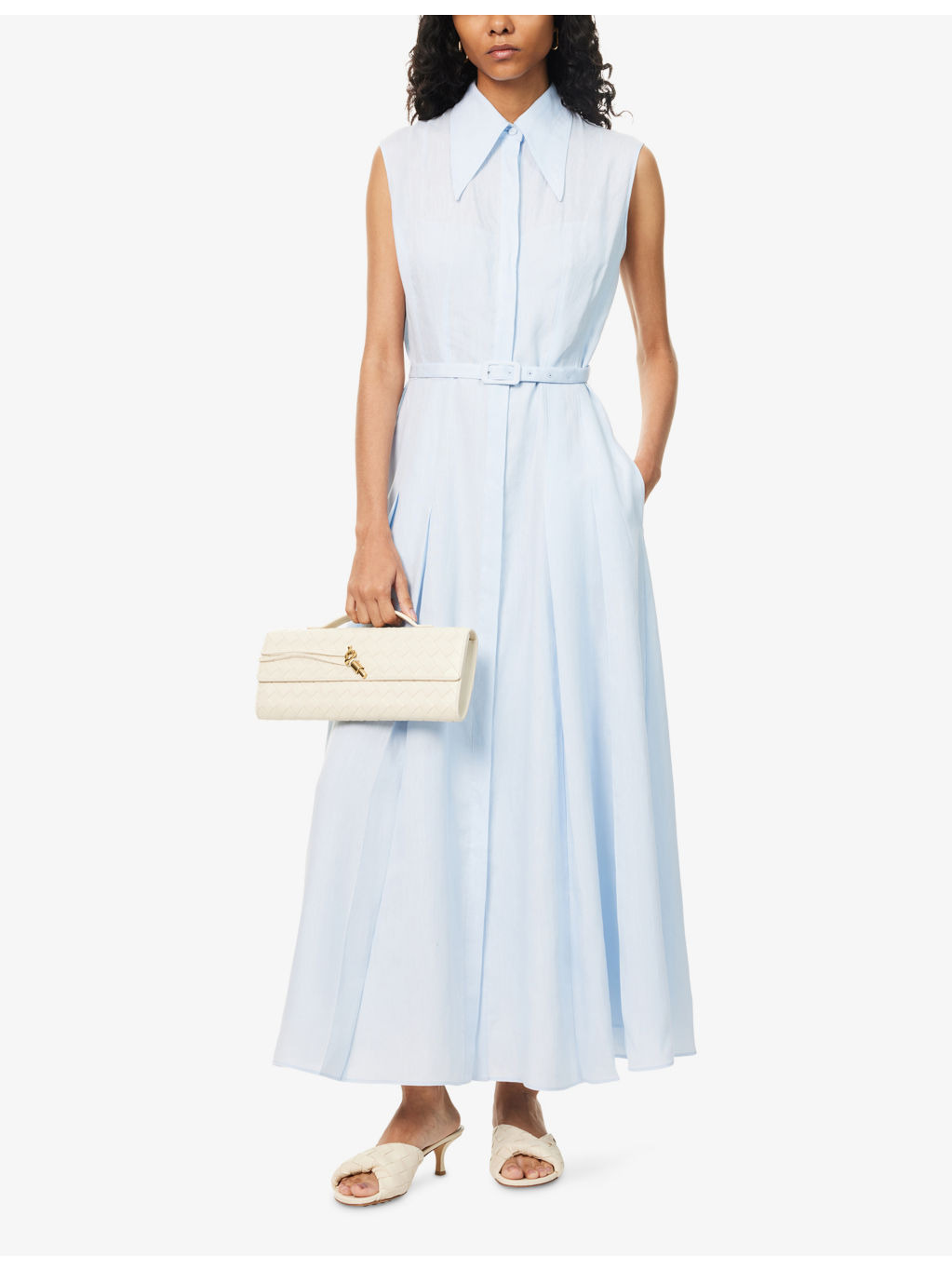 Durand Sleeveless Belted Linen Midi Dress - 2