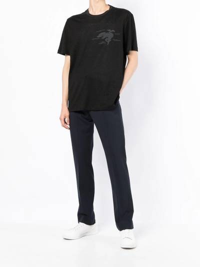 Brioni dolphin-print linen T-shirt outlook