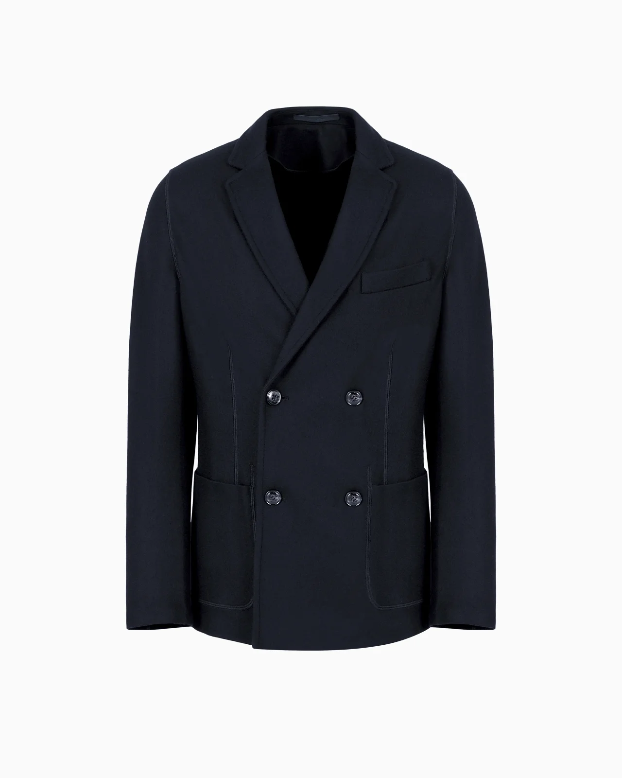 Icon double-breasted jacket in fulled cashmere interlock - 1