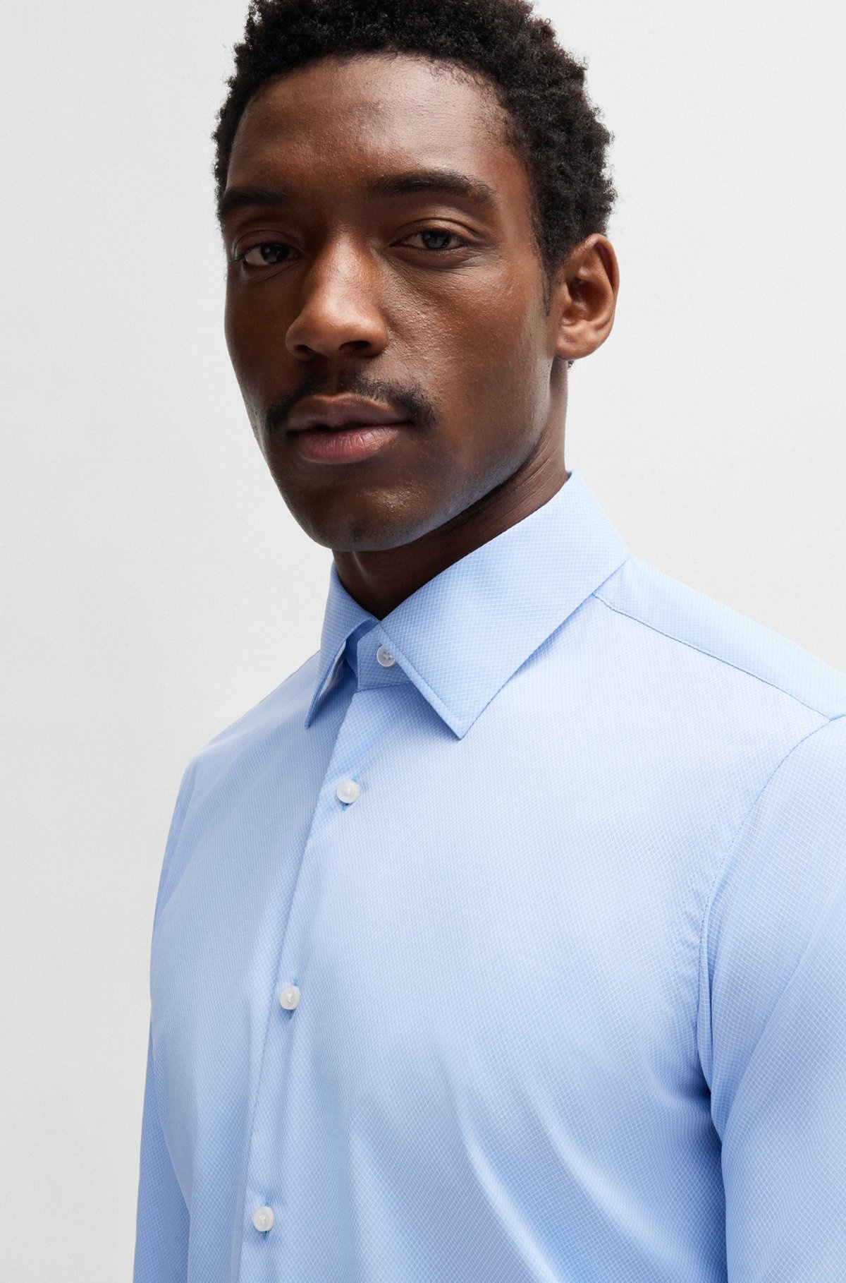 REGULAR-FIT SHIRT IN STRUCTURED STRETCH FABRIC - 3