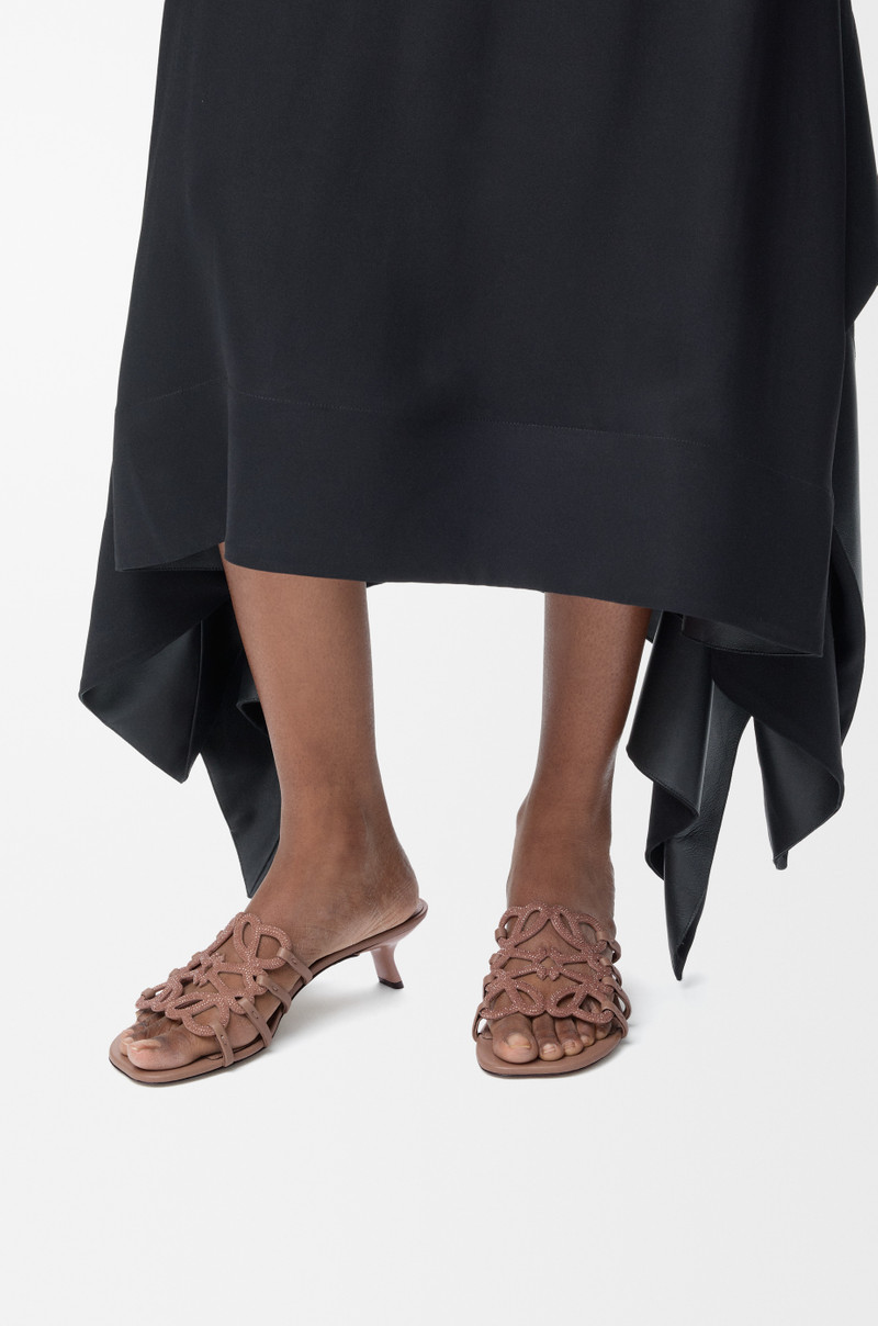 Loewe Petal Anagram slide in rhinestone-embellished suede outlook