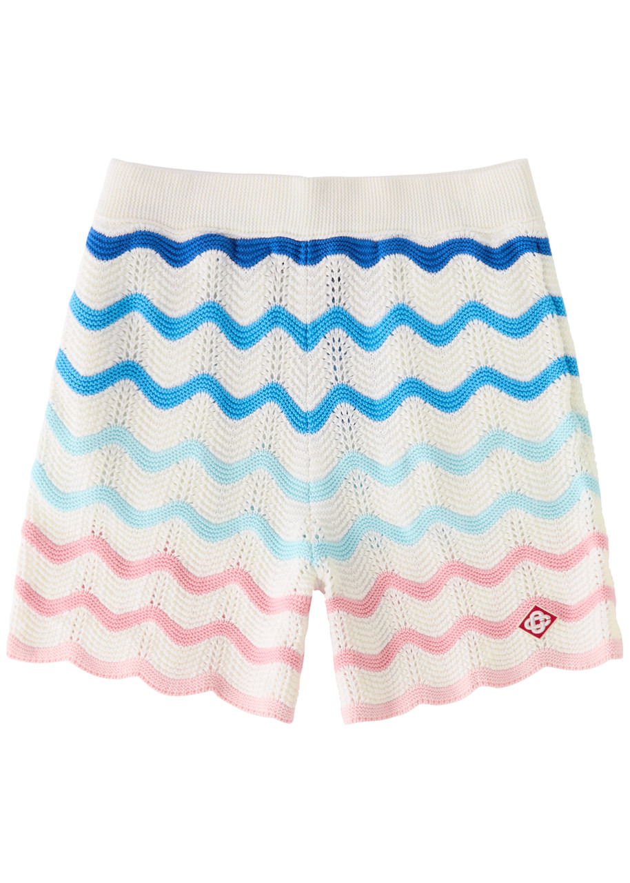 Casablanca Wave-intarsia Cotton Shorts - 1