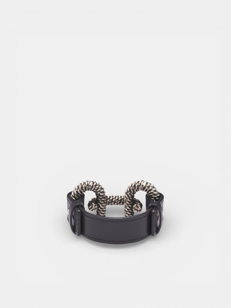 DSQUARED2 Braid Engraved Chainlink Leather Bracelet outlook