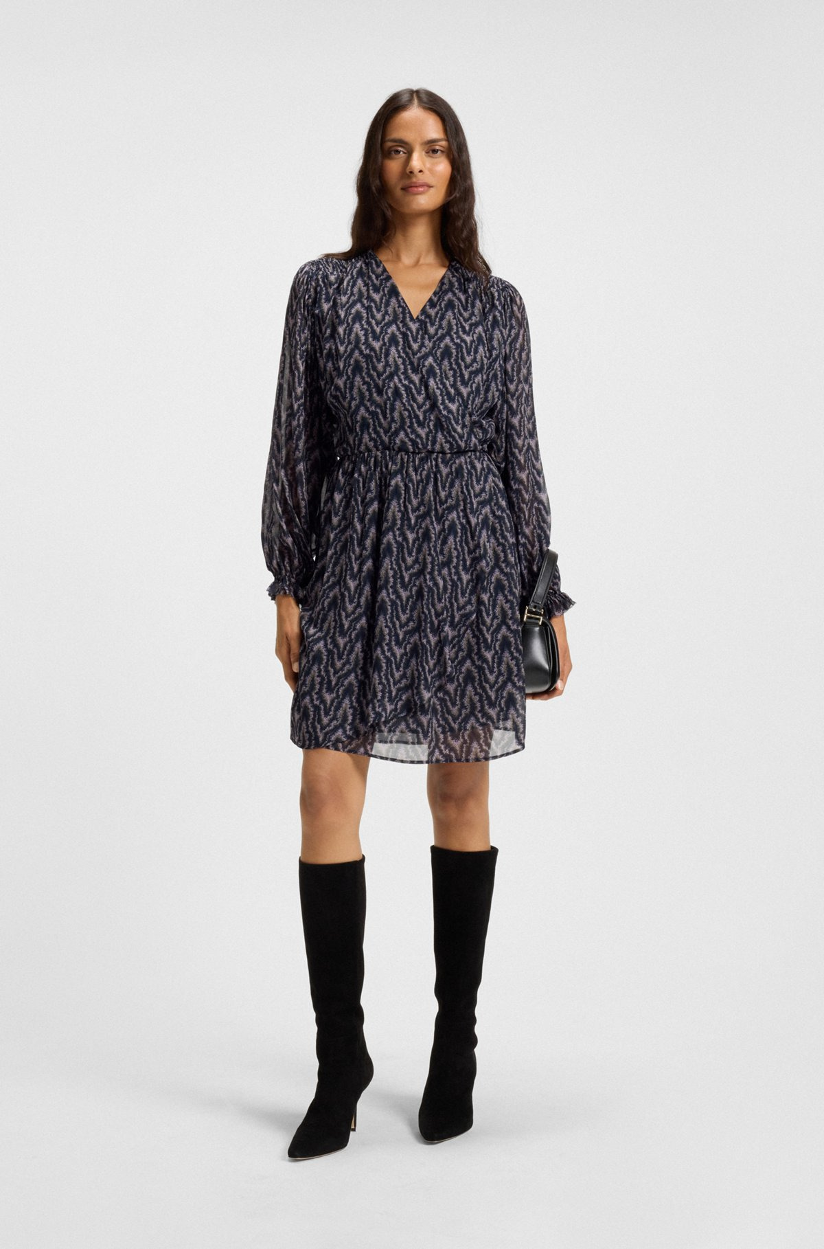 PRINTED-CREPE DRESS WITH SMOCKING - 2
