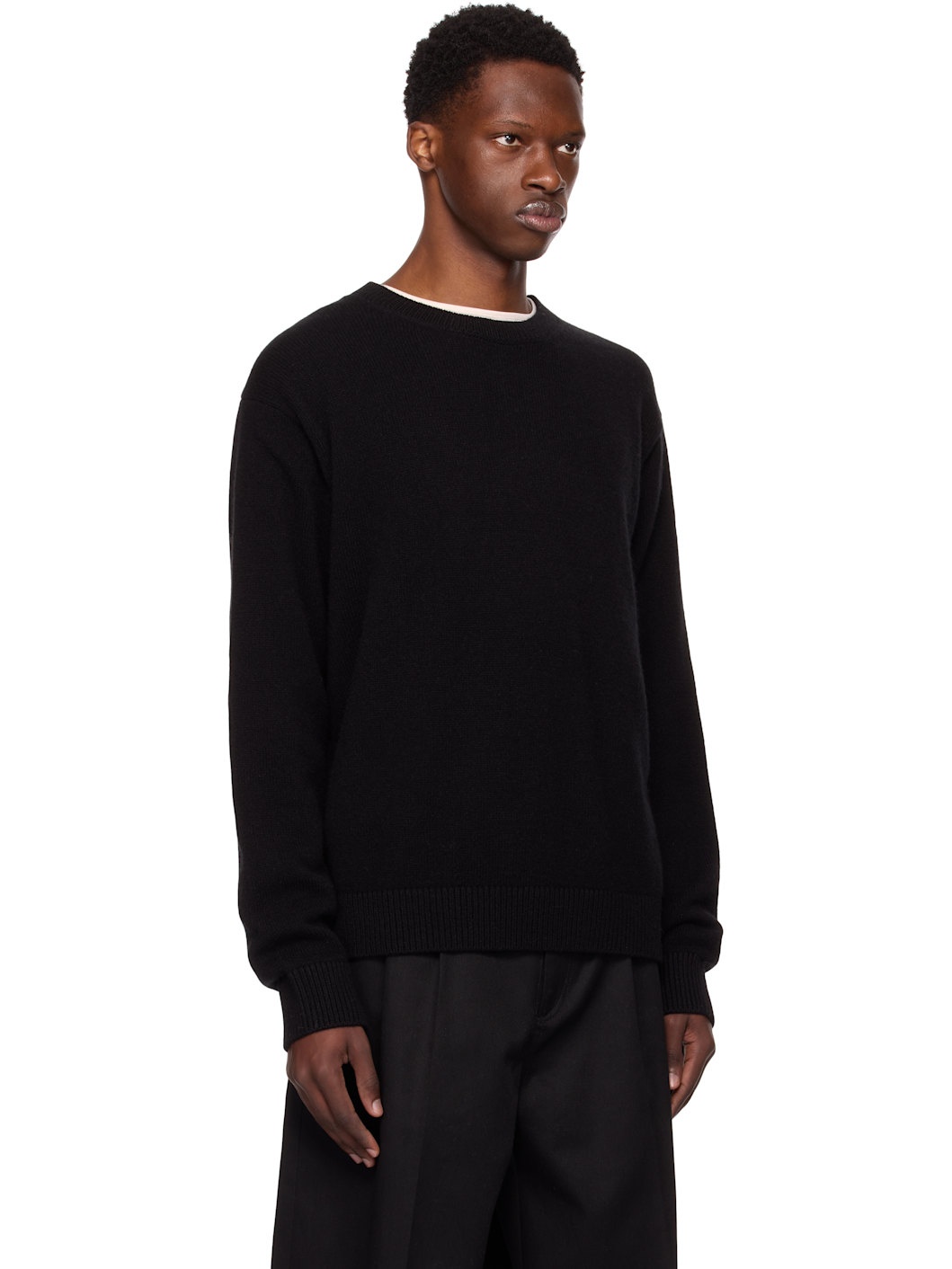 Black Simple Crew Sweater - 2