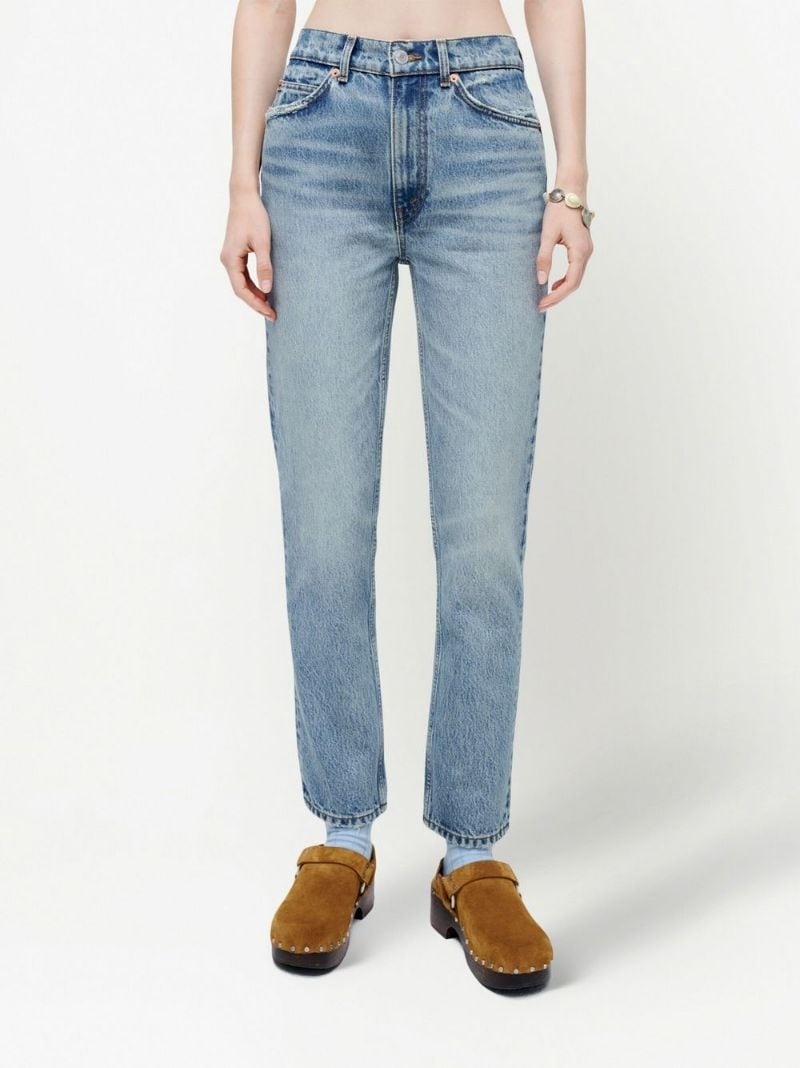 high-waisted slim straight-leg jeans - 3