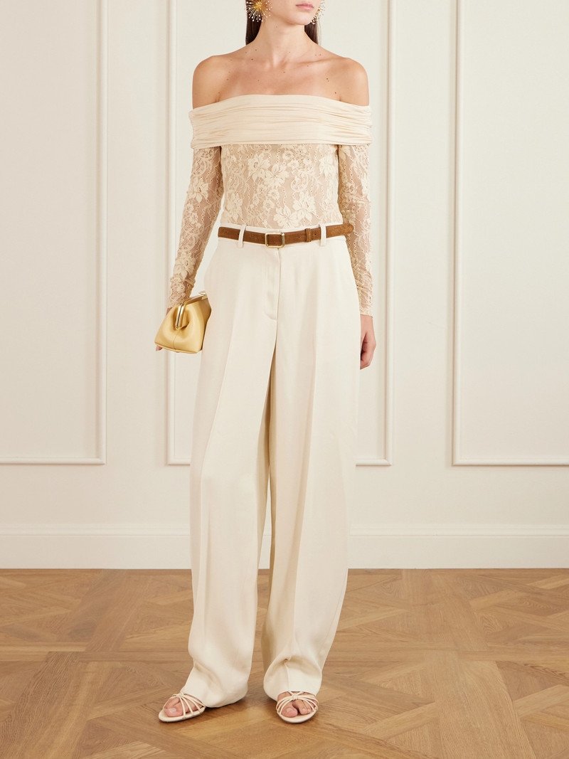 Zimmermann Off-the-shoulder Ruched Jersey And Stretch-lace Bodysuit outlook