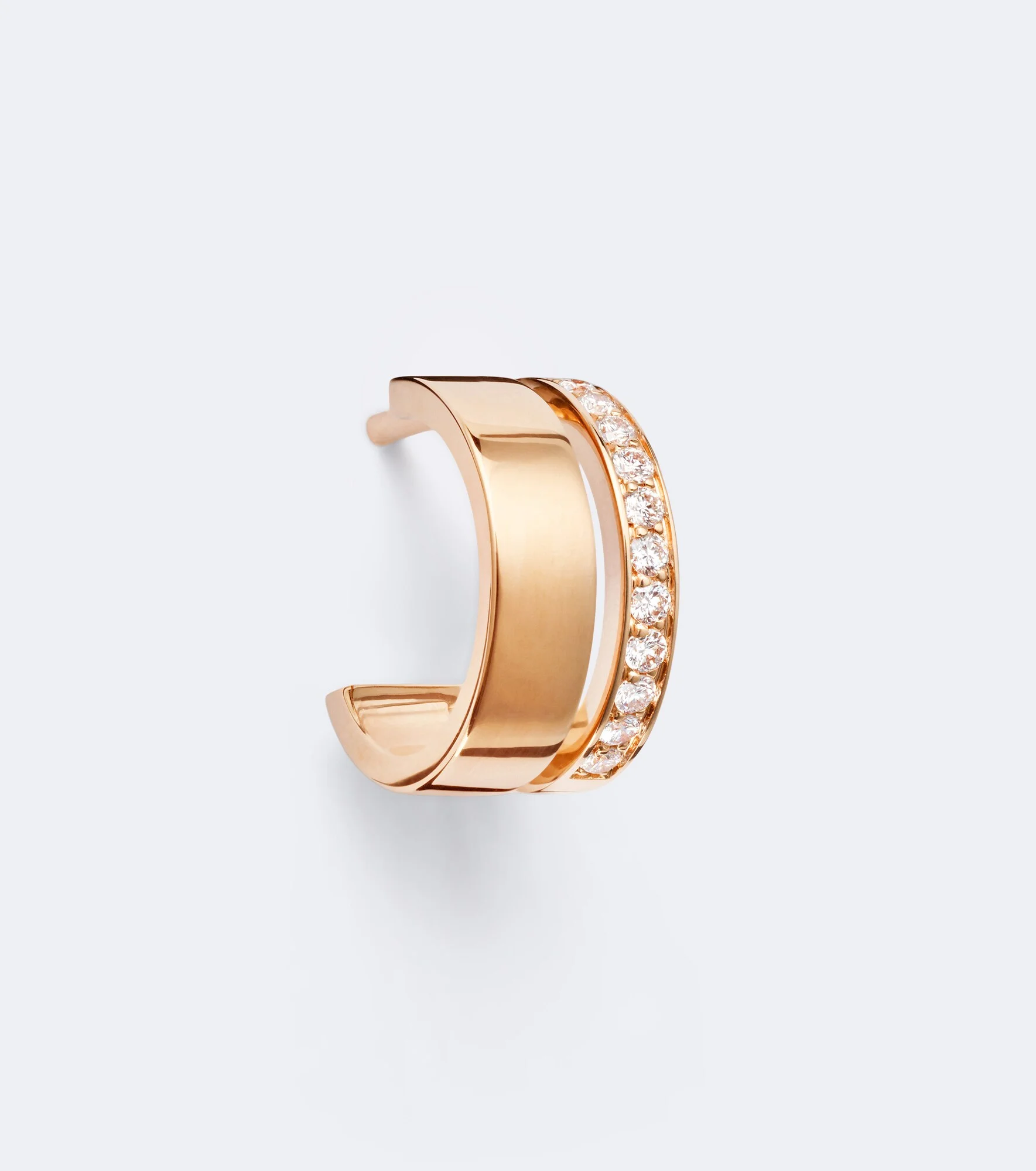 Berbere 18kt rose gold single hoop earring with diamonds - 1