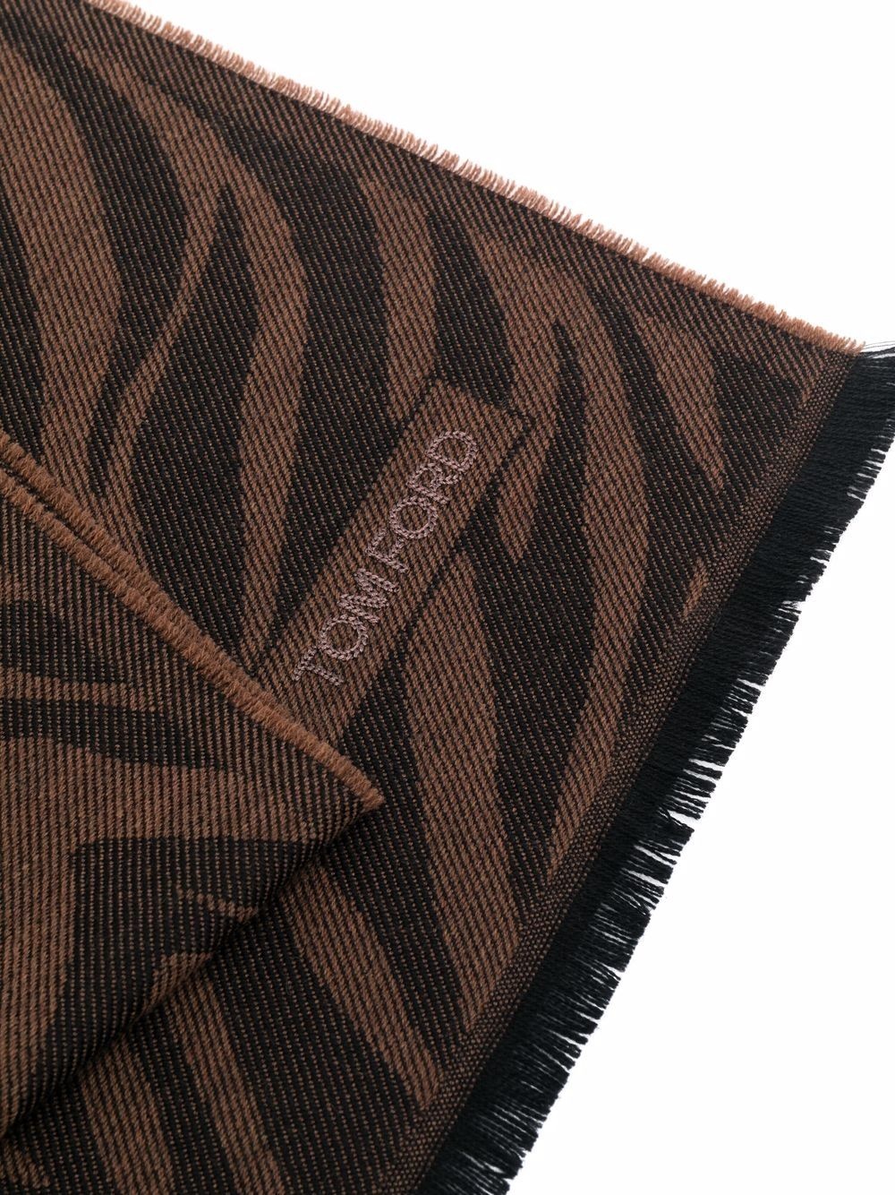 tiger-print wool scarf - 3