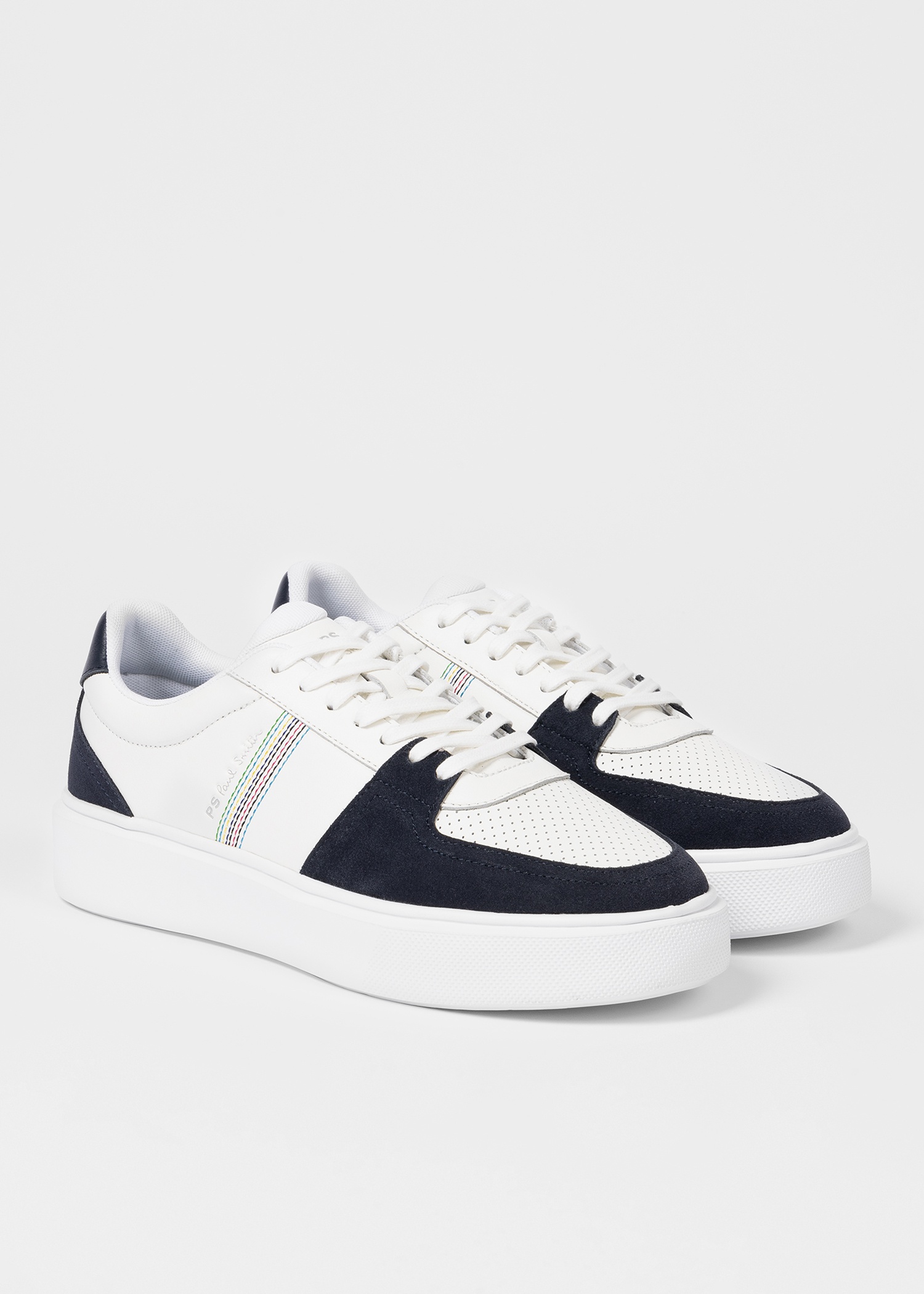 White And Navy 'Tyne' Trainers - 2