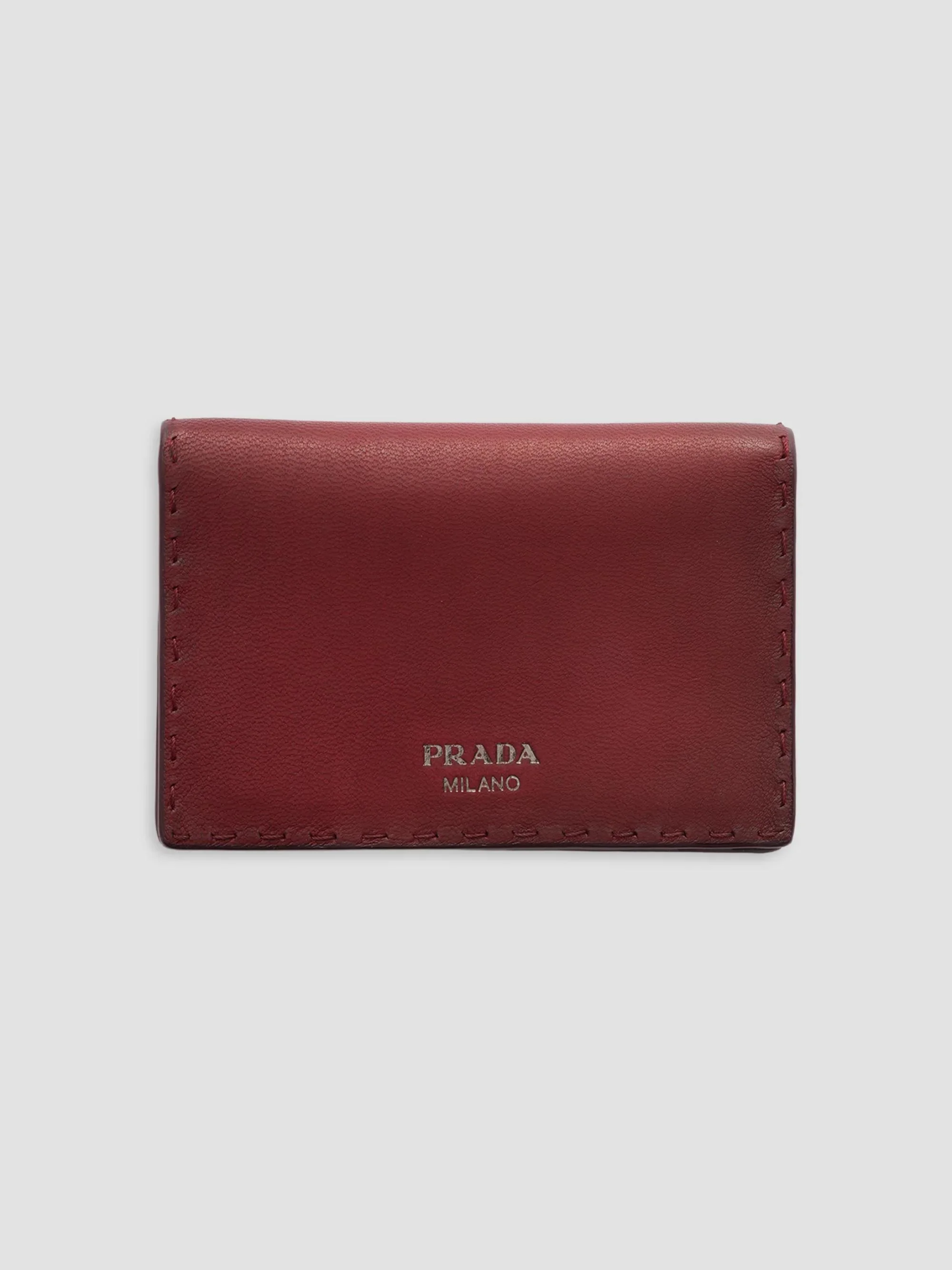 Men's Antiqued Leather Card Holder - Red - 1